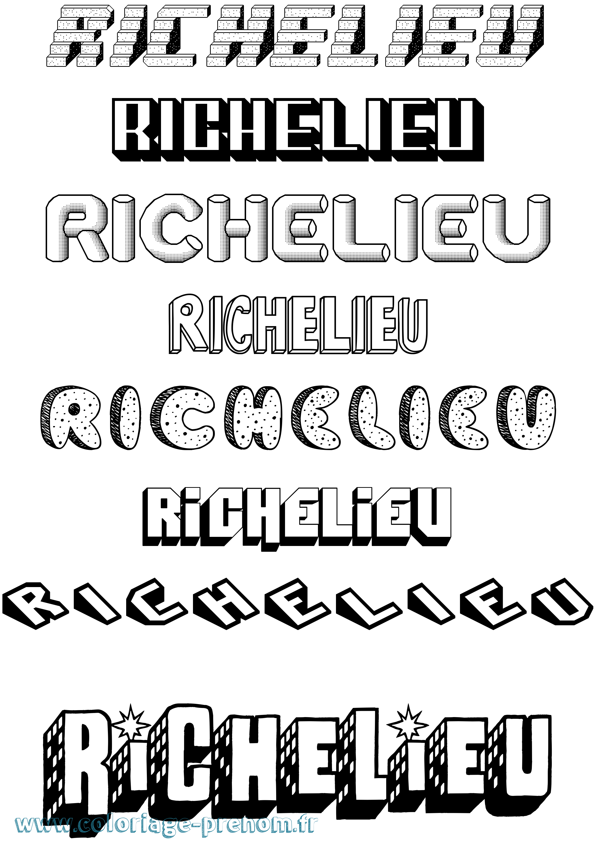 Coloriage Richelieu Effet 3D Coloriage prénom Richelieu Effet 3D