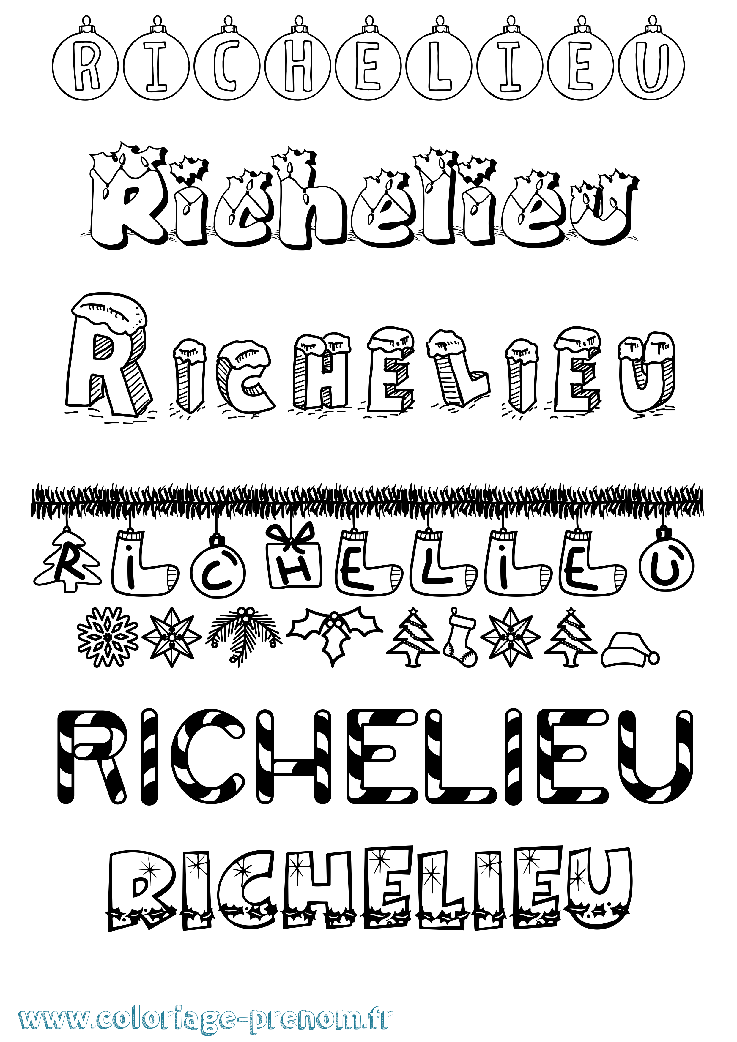 Coloriage Richelieu Noël Coloriage prénom Richelieu Noël