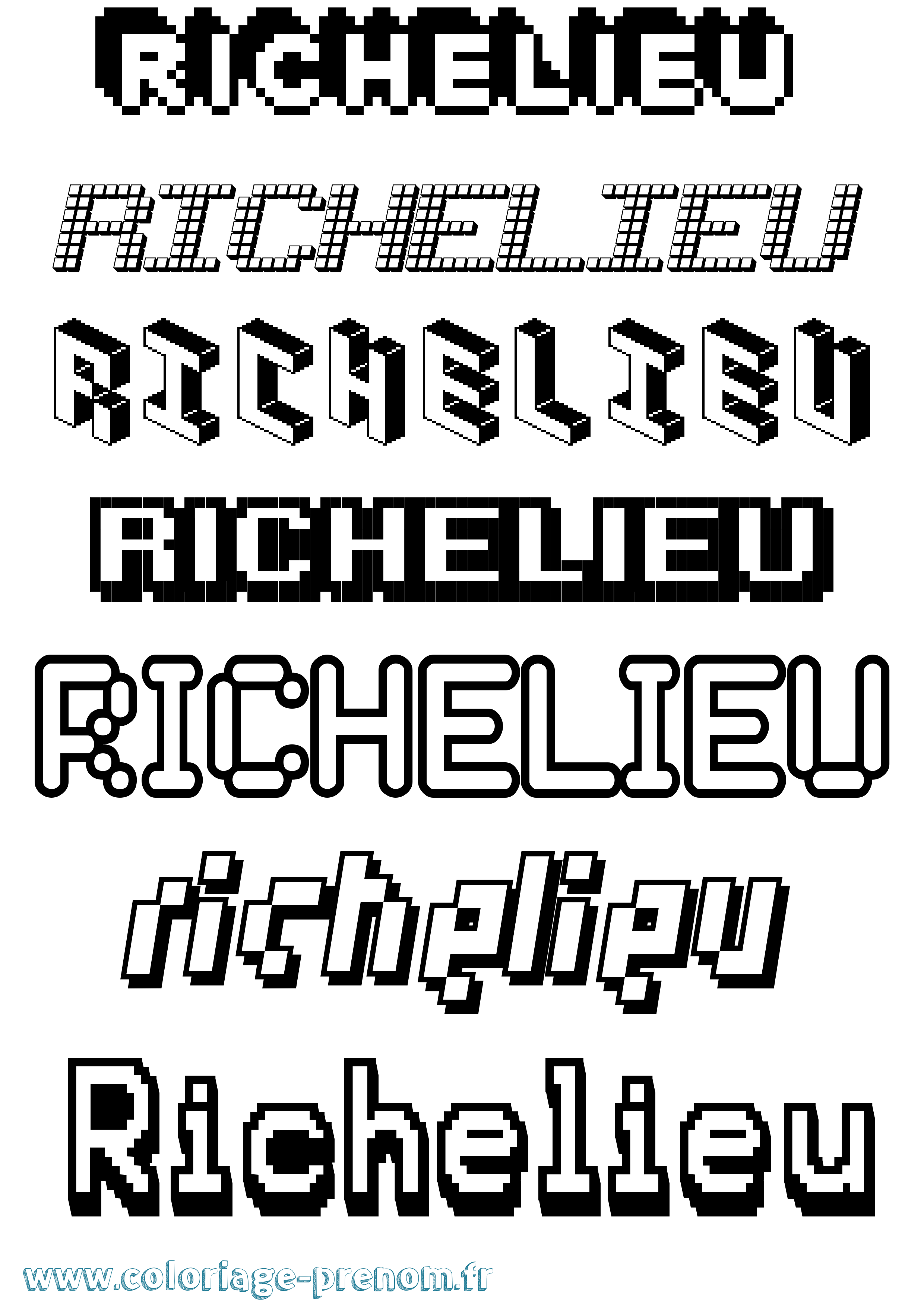 Coloriage Richelieu Pixel Coloriage prénom Richelieu Pixel