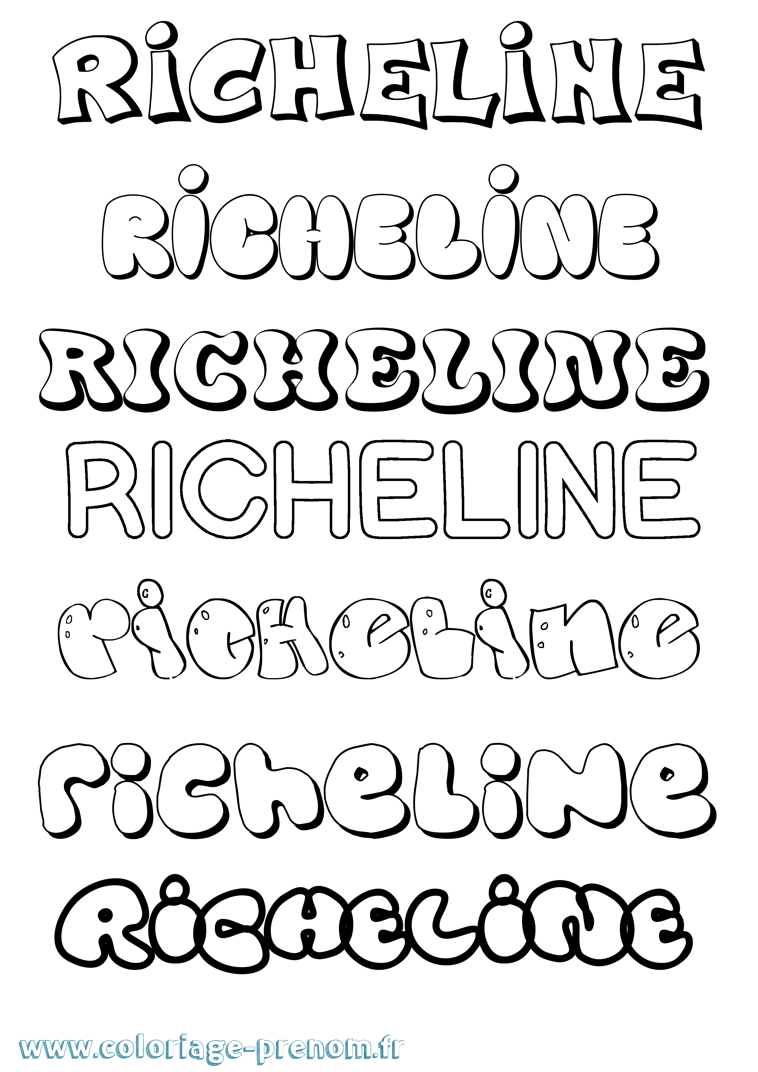 Coloriage Richeline Bubble Coloriage prénom Richeline Bubble