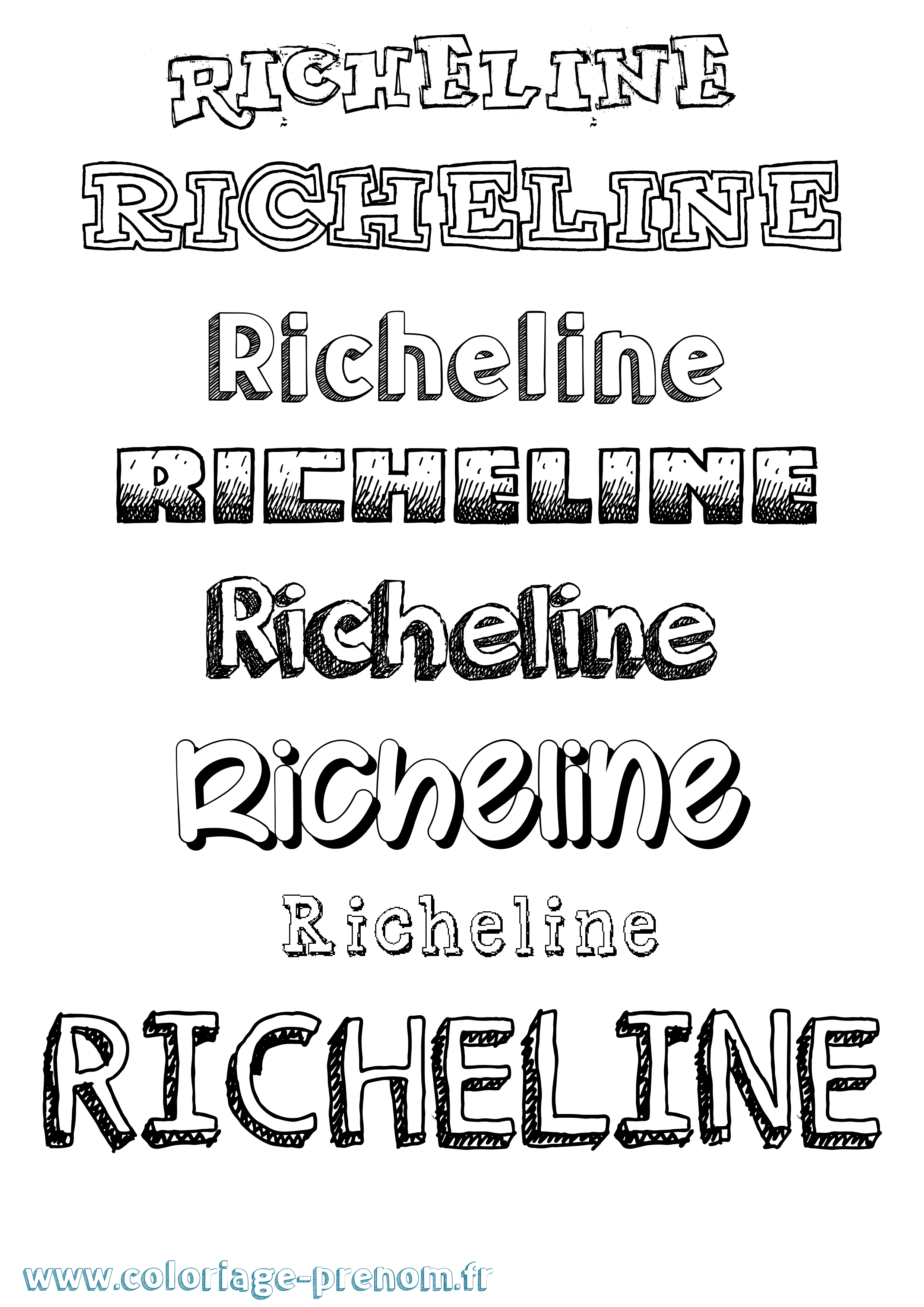 Coloriage Richeline Dessiné Coloriage prénom Richeline Dessiné