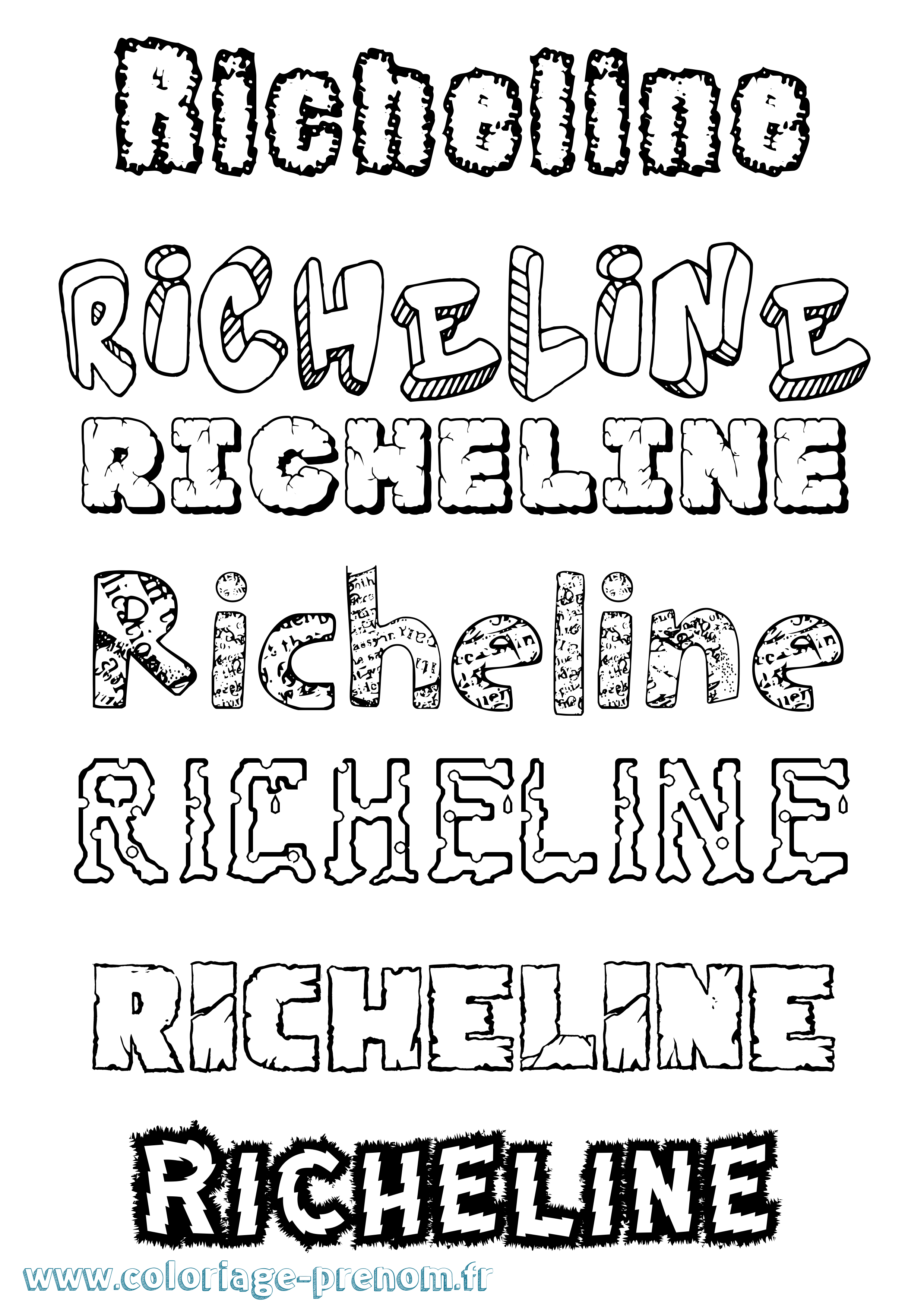 Coloriage Richeline Destructuré Coloriage prénom Richeline Destructuré