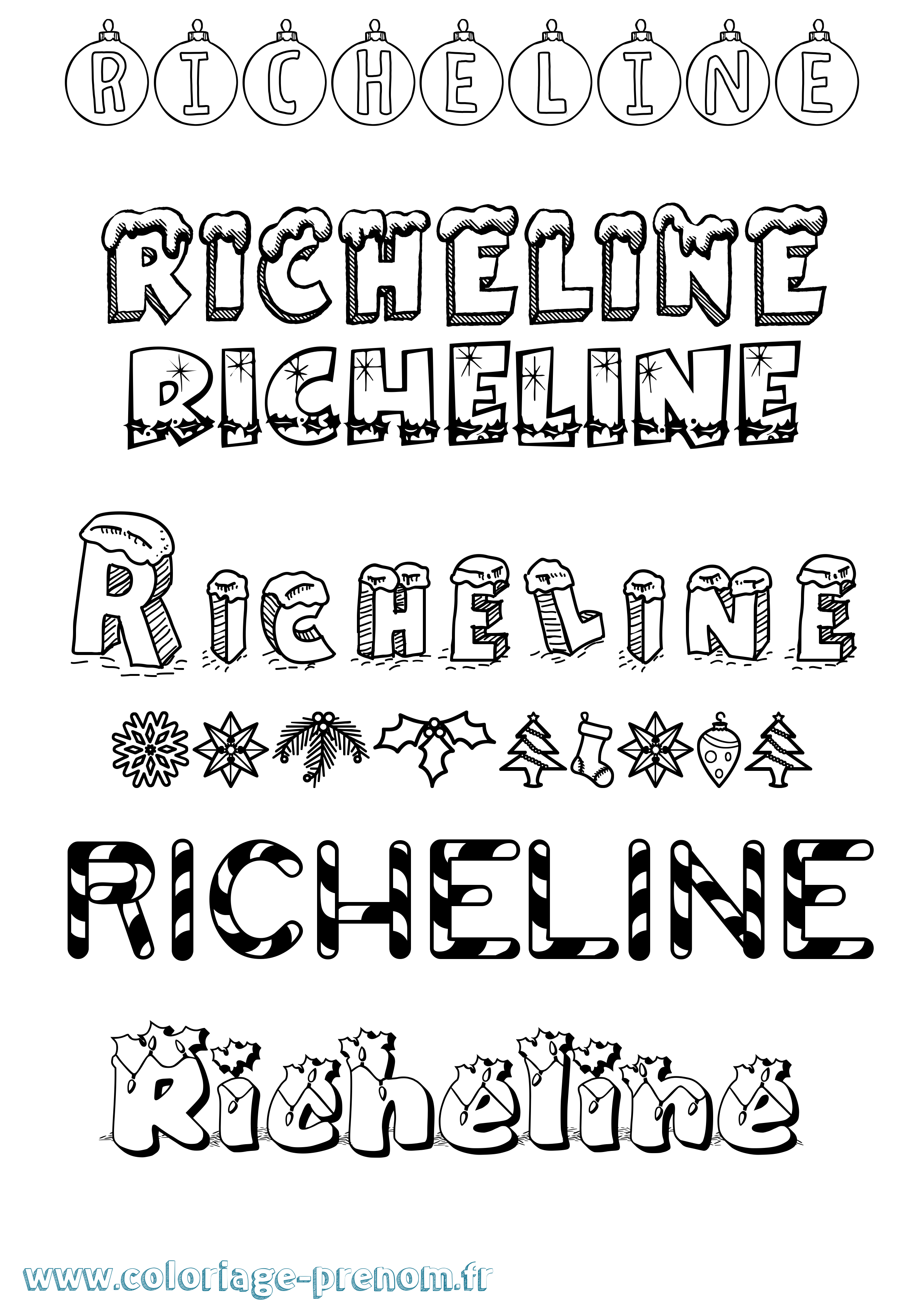 Coloriage Richeline Noël Coloriage prénom Richeline Noël