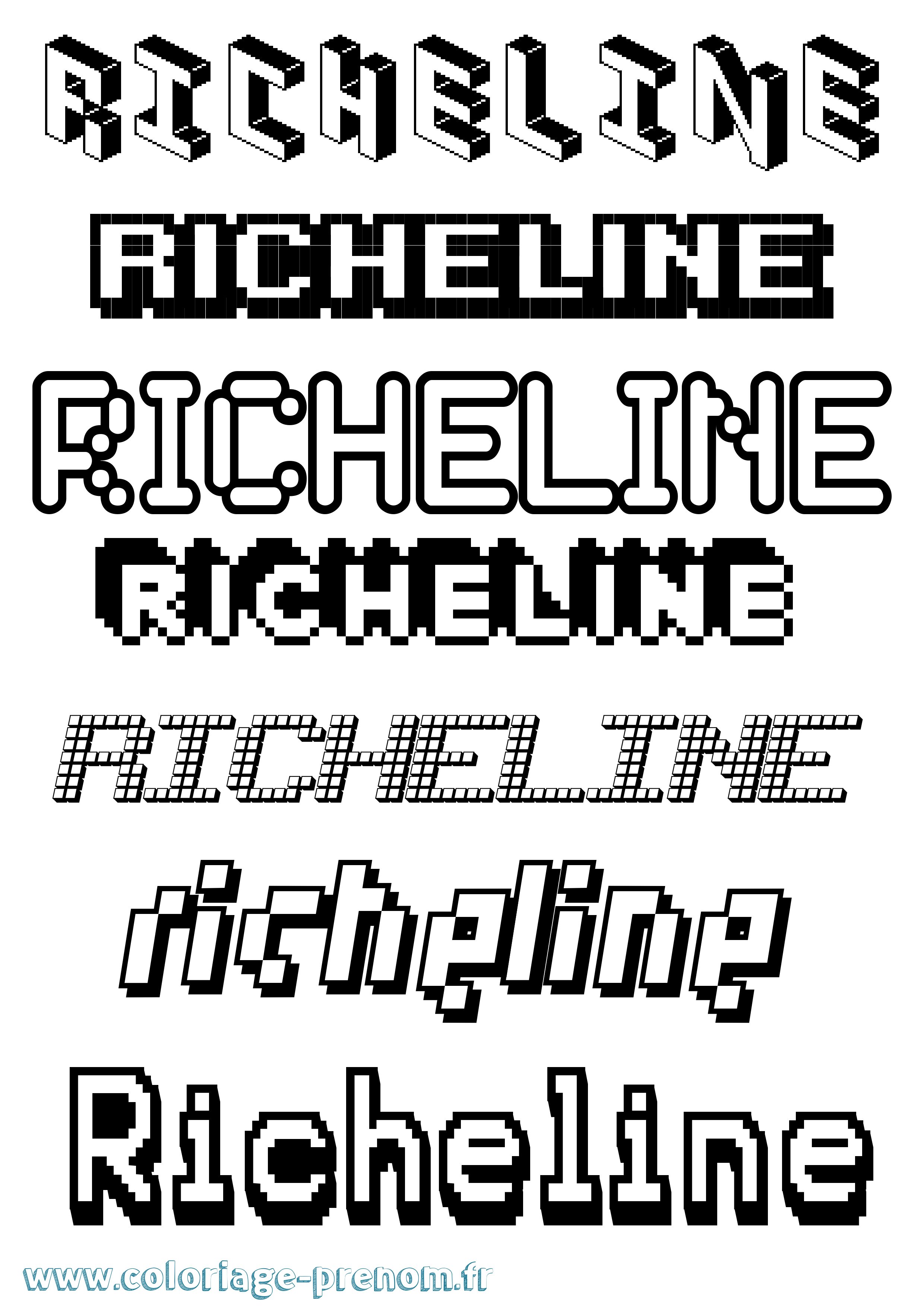 Coloriage Richeline Pixel Coloriage prénom Richeline Pixel