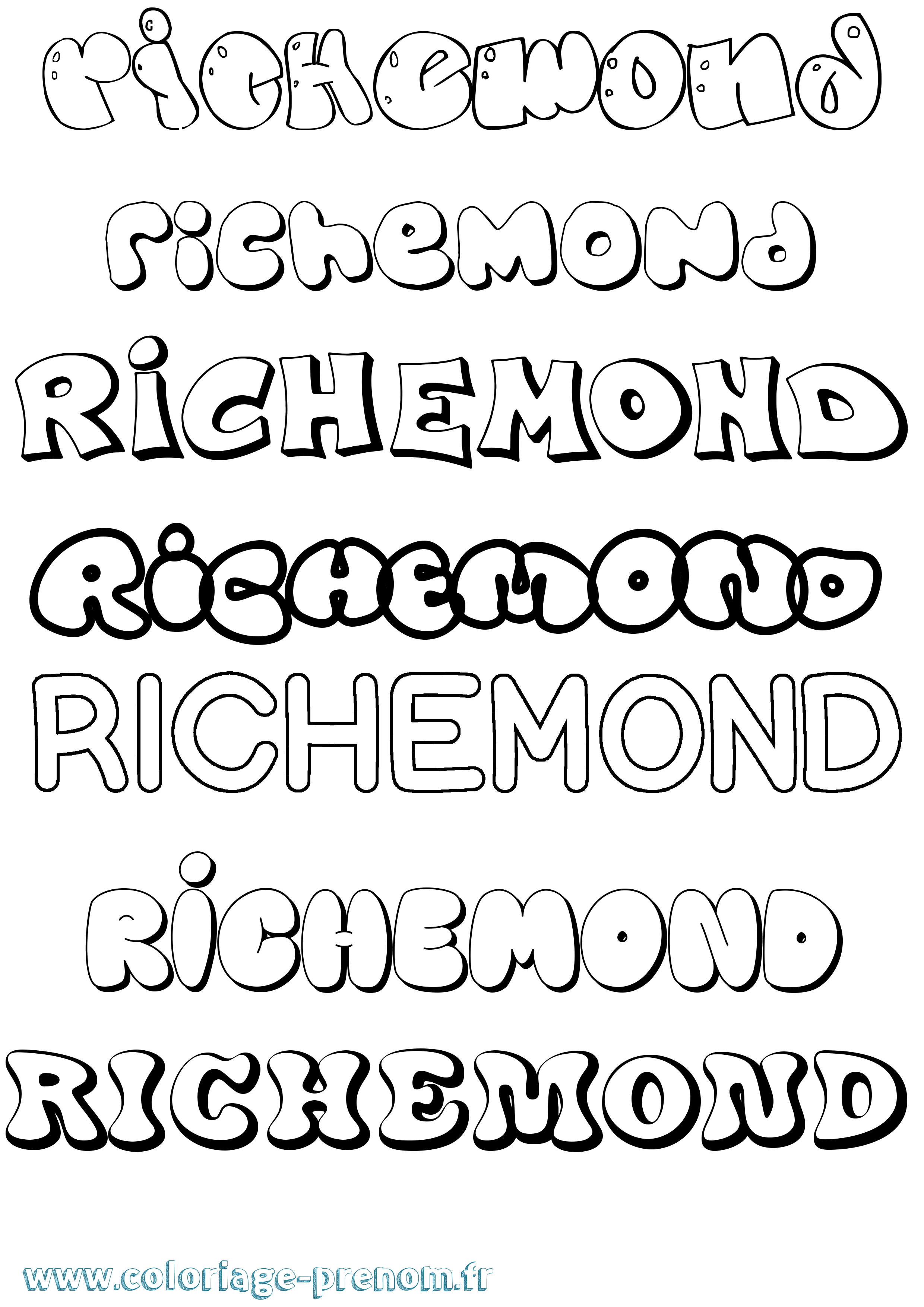 Coloriage Richemond Bubble Coloriage prénom Richemond Bubble
