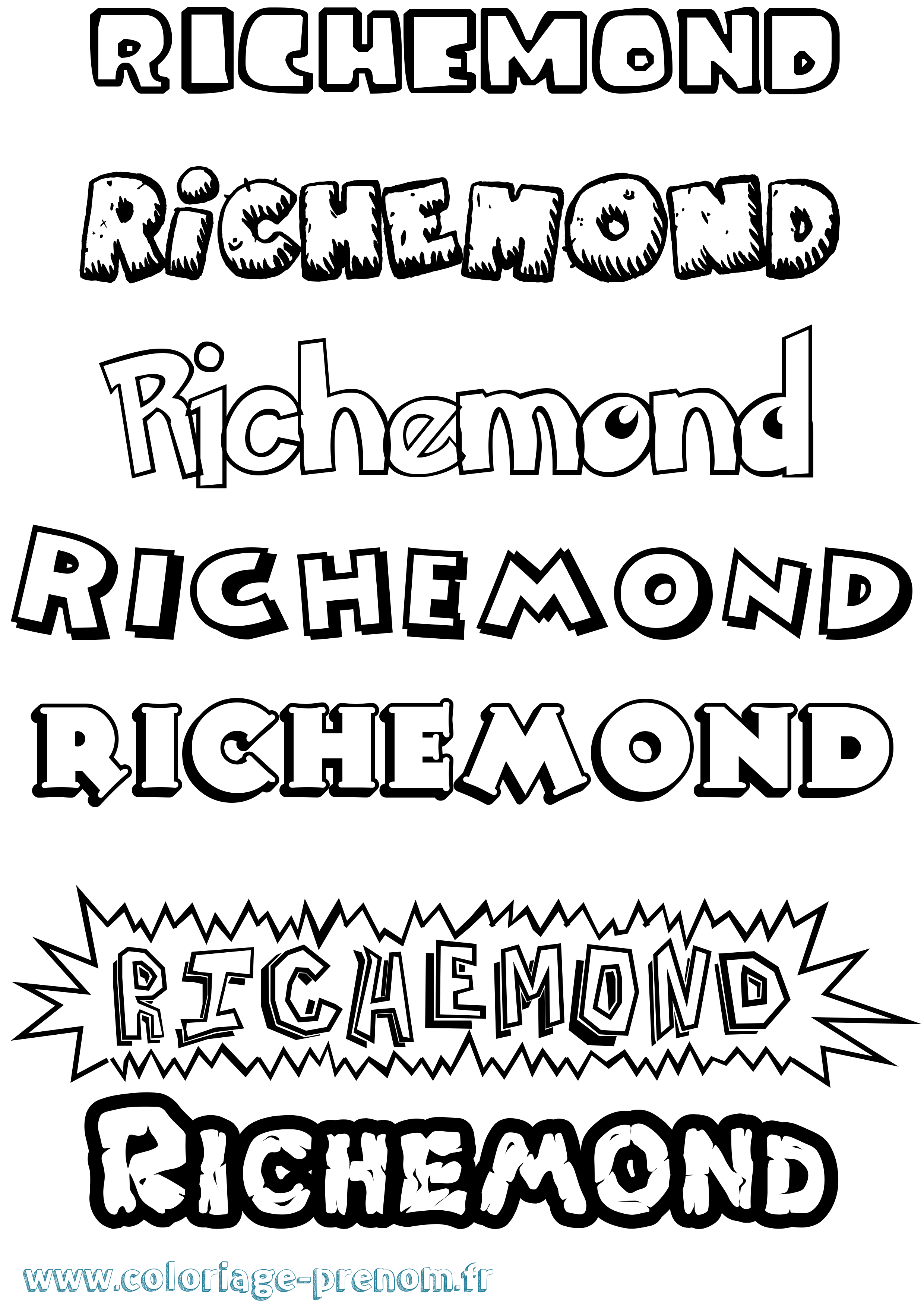 Coloriage Richemond Dessin Animé Coloriage prénom Richemond Dessin Animé