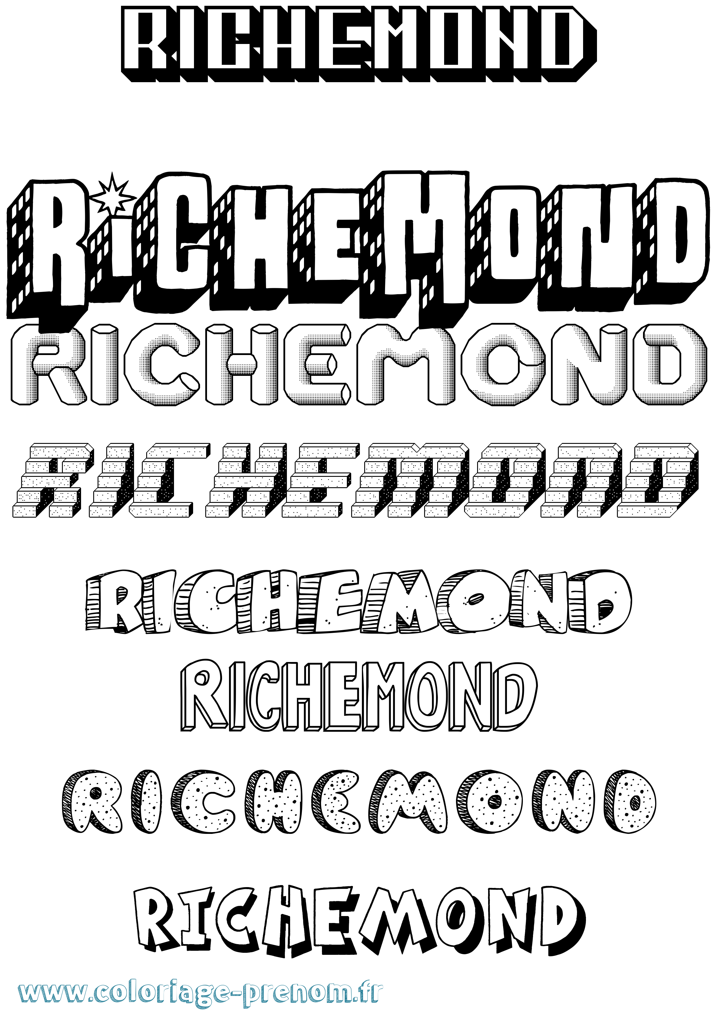 Coloriage Richemond Effet 3D Coloriage prénom Richemond Effet 3D