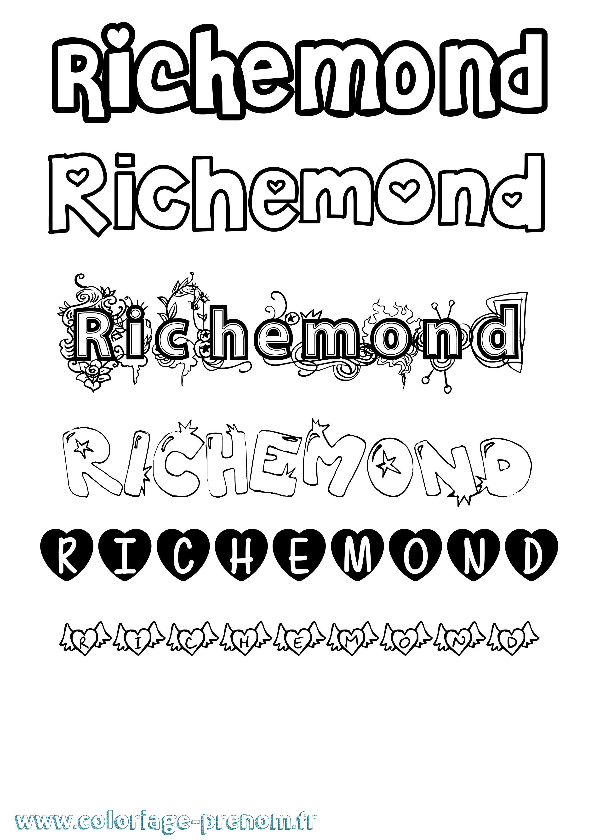 Coloriage Richemond Girly Coloriage prénom Richemond Girly