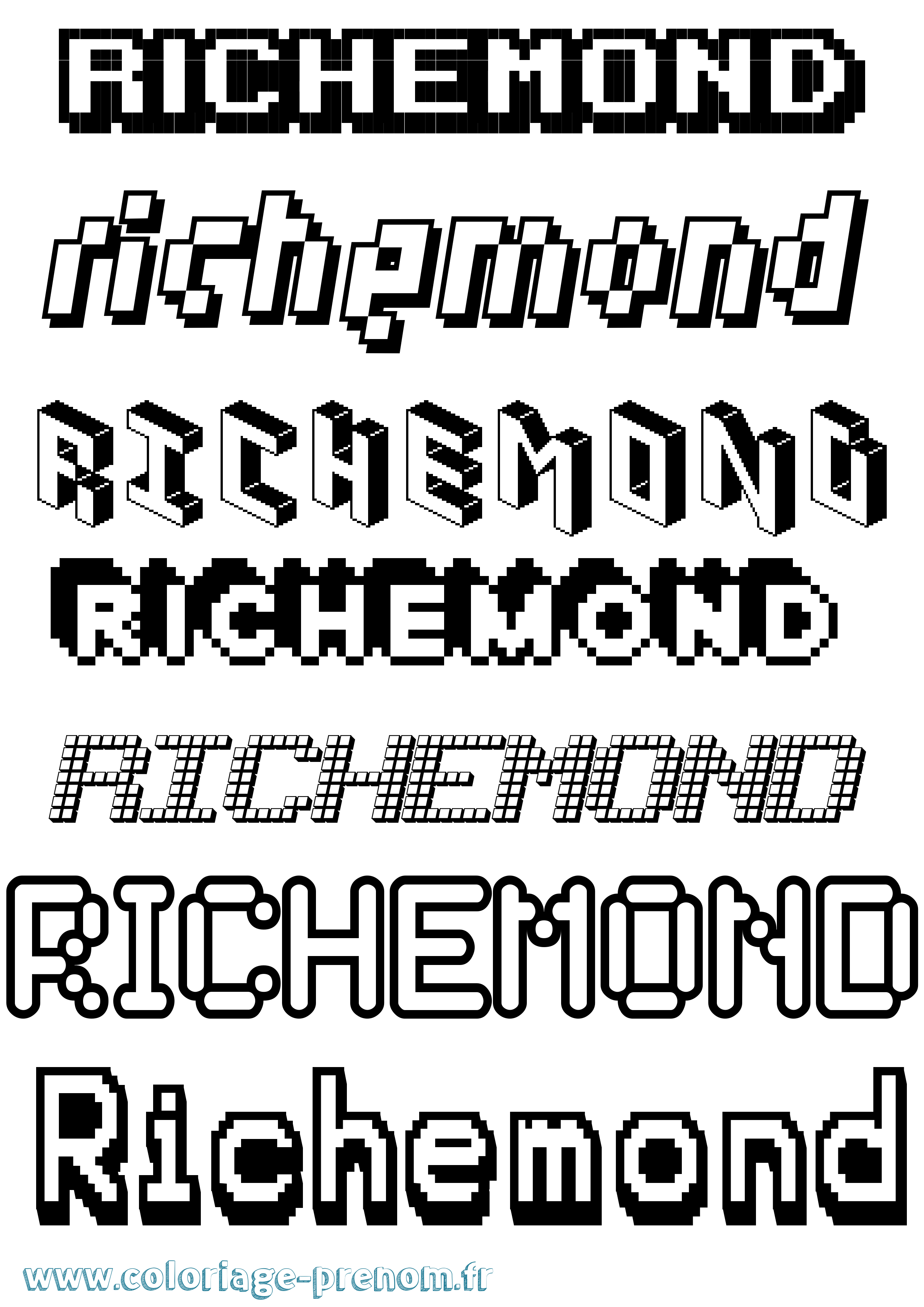 Coloriage Richemond Pixel Coloriage prénom Richemond Pixel