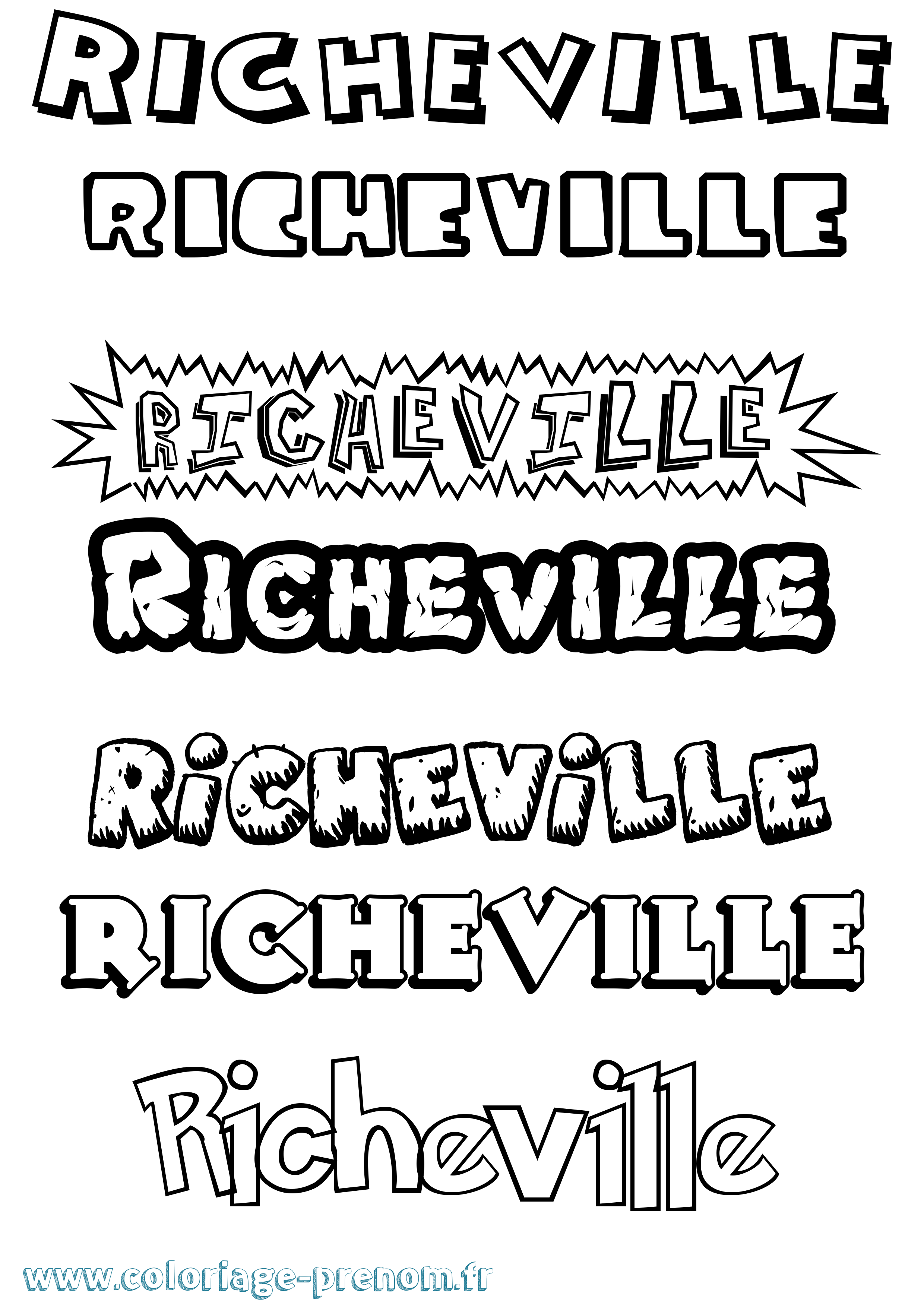Coloriage Richeville Dessin Animé Coloriage prénom Richeville Dessin Animé