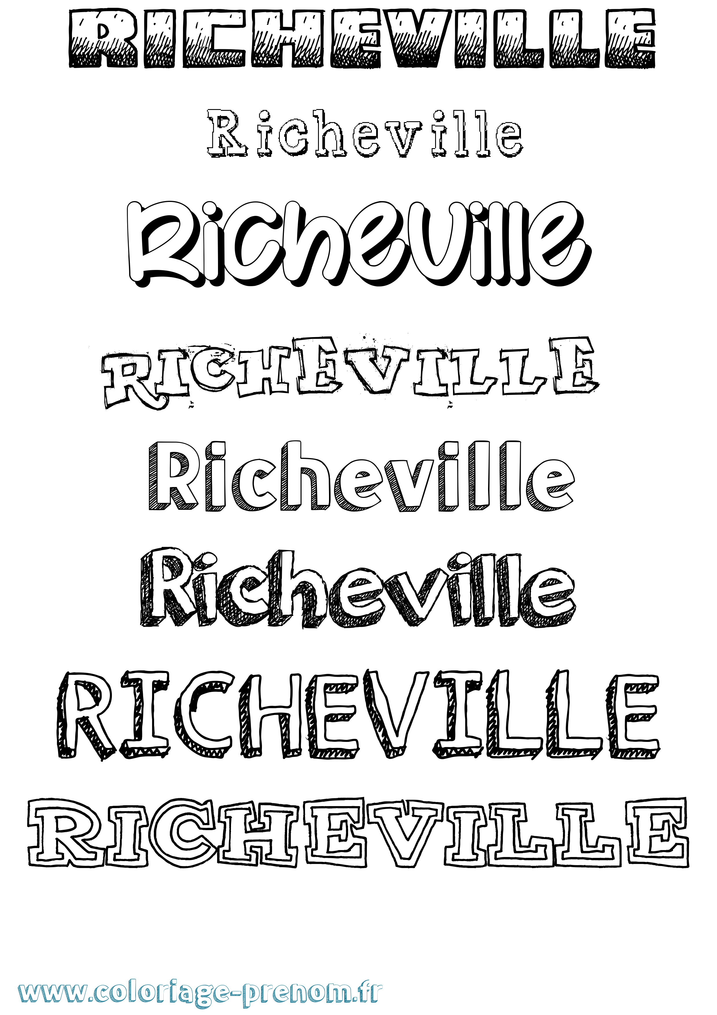 Coloriage Richeville Dessiné Coloriage prénom Richeville Dessiné