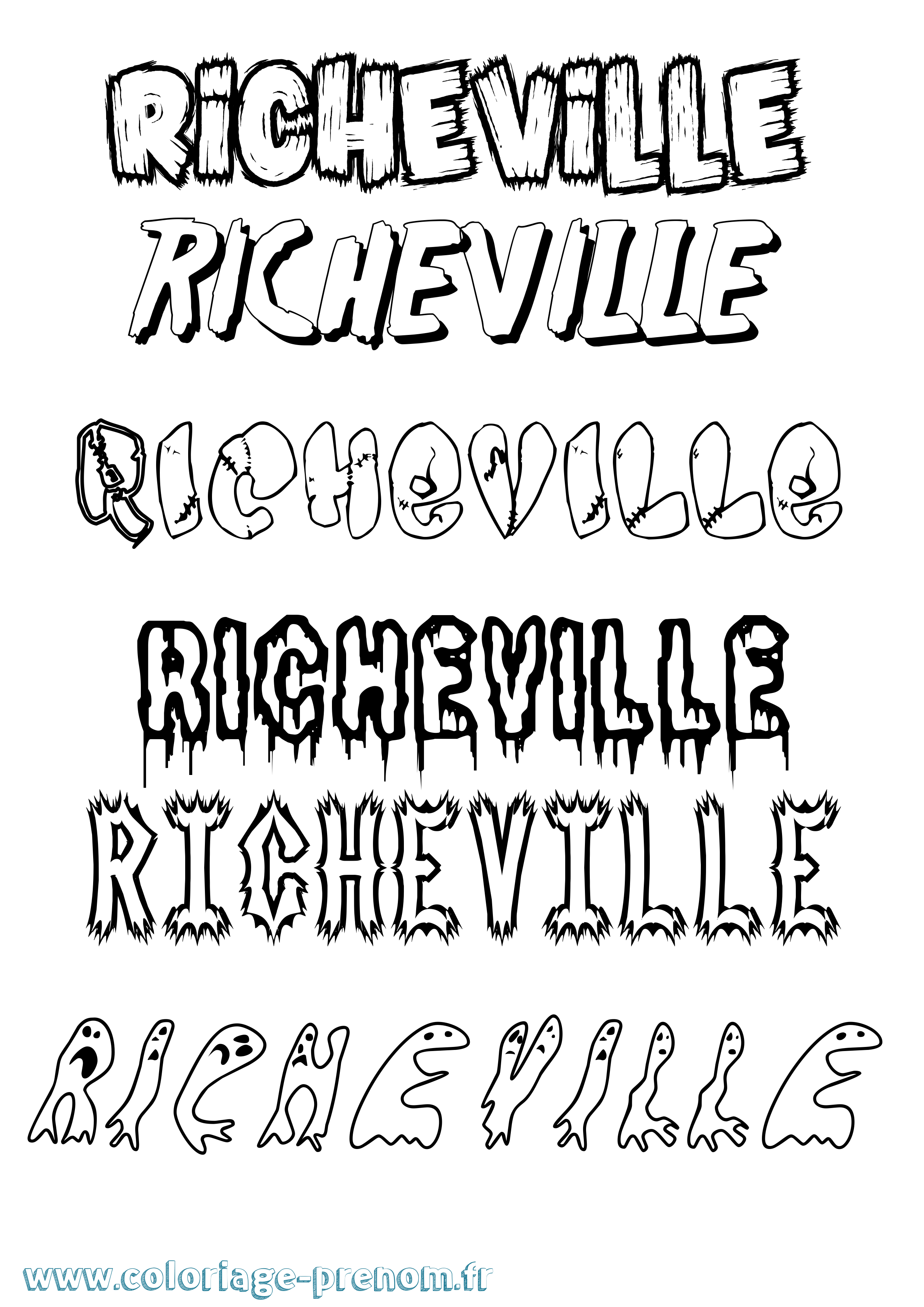 Coloriage Richeville Frisson Coloriage prénom Richeville Frisson