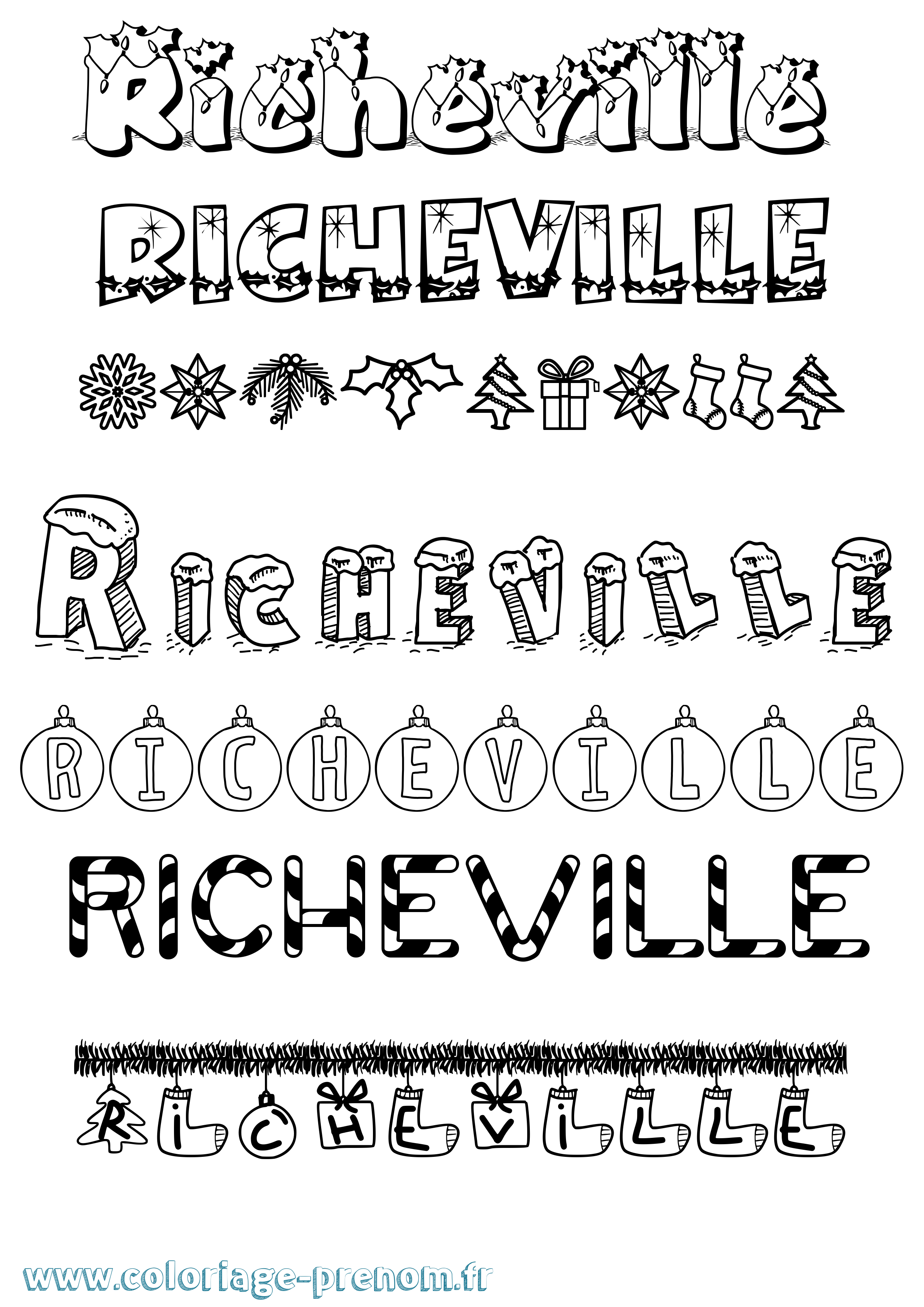 Coloriage Richeville Noël Coloriage prénom Richeville Noël