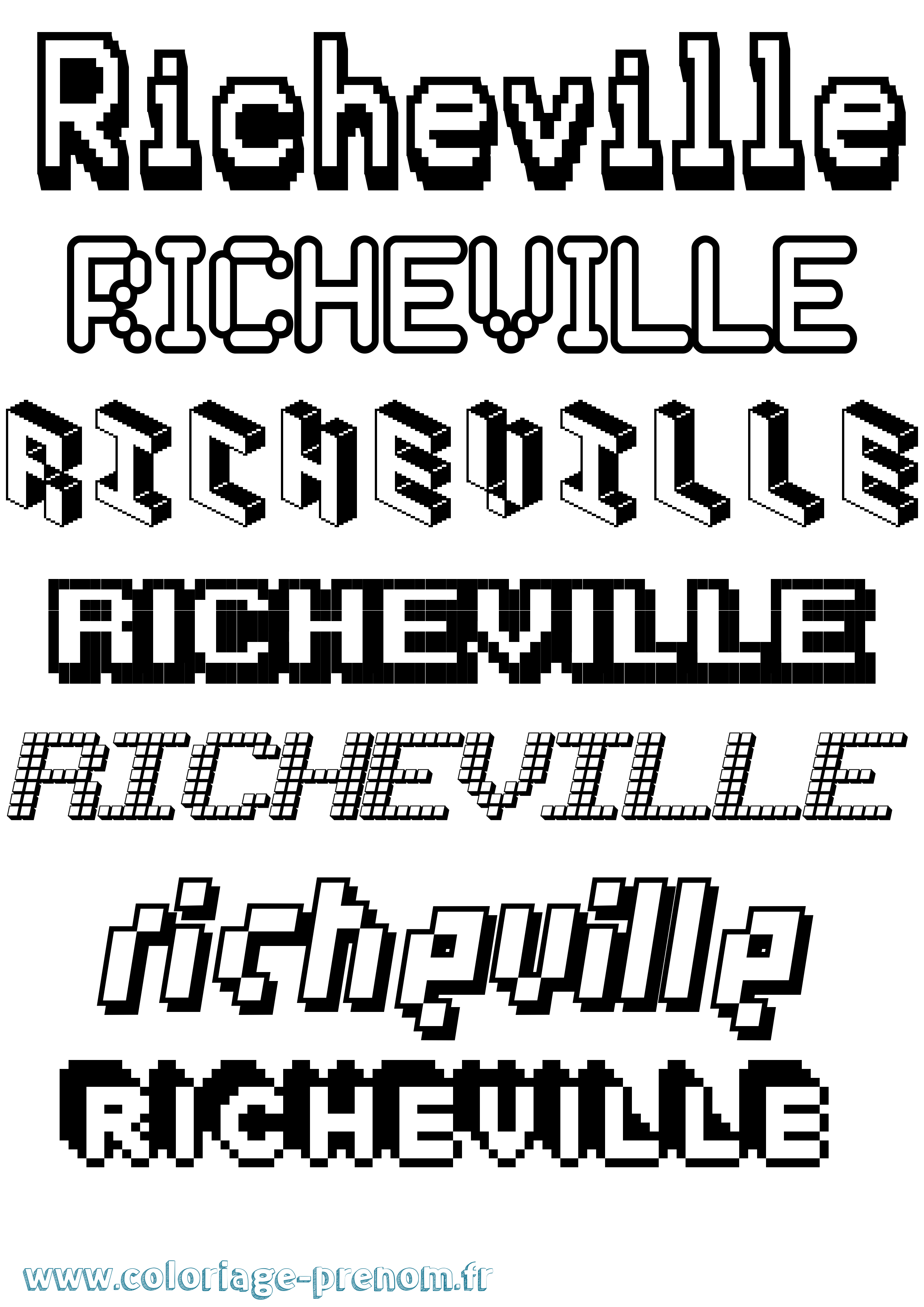 Coloriage Richeville Pixel Coloriage prénom Richeville Pixel