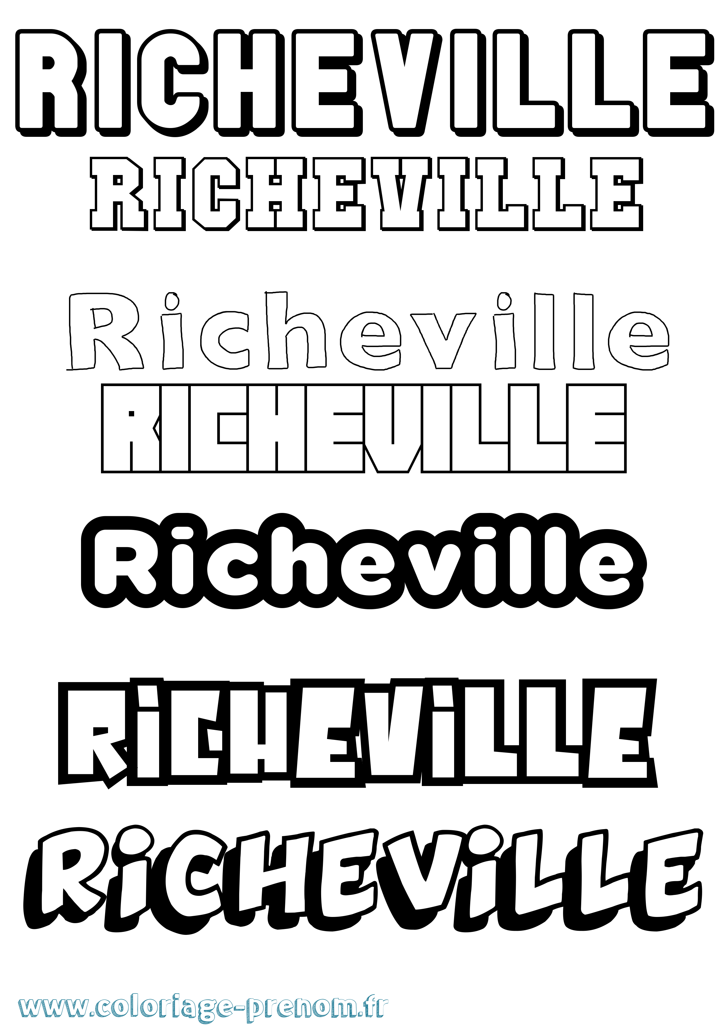 Coloriage Richeville Simple Coloriage prénom Richeville Simple
