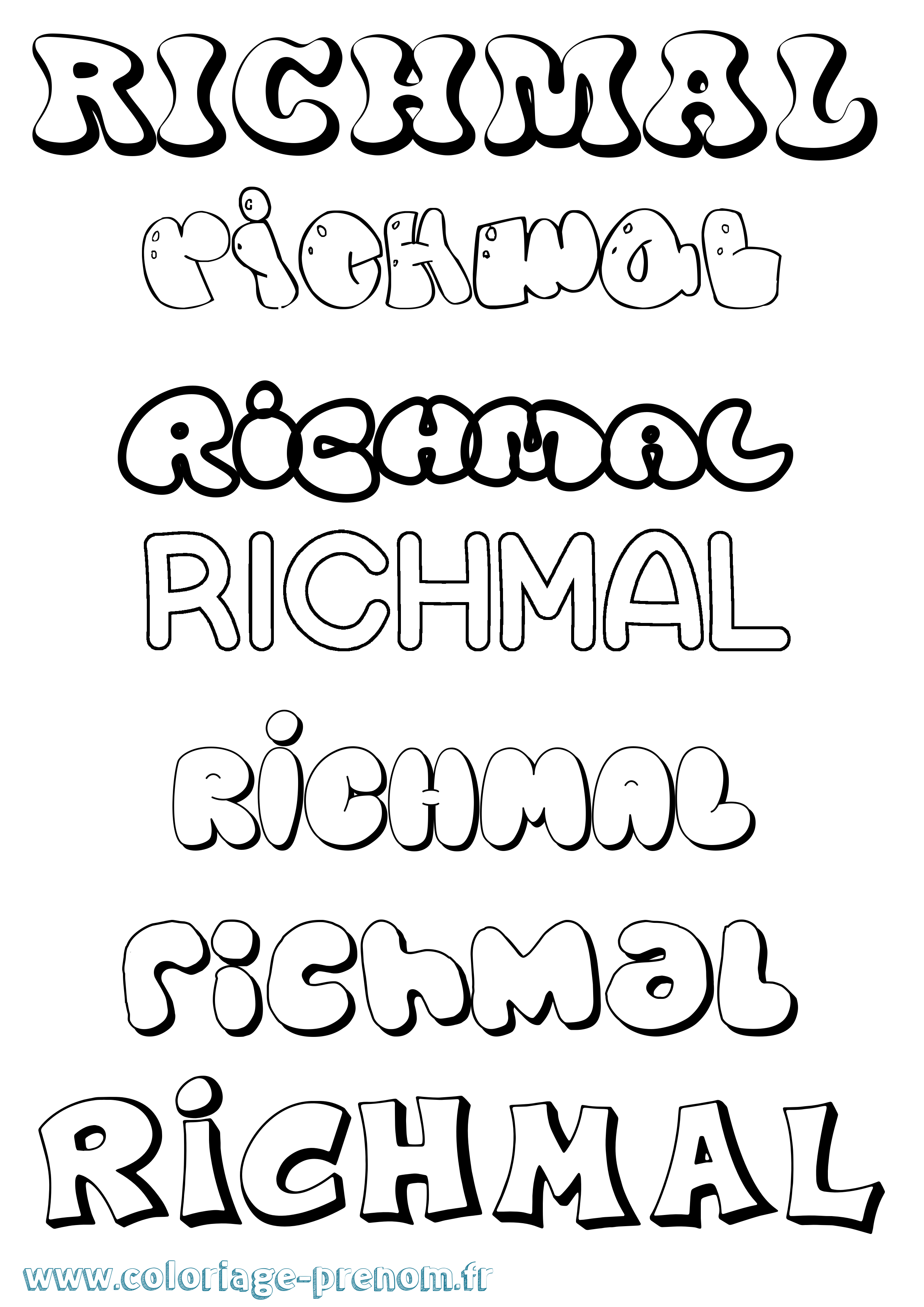 Coloriage Richmal Bubble Coloriage prénom Richmal Bubble