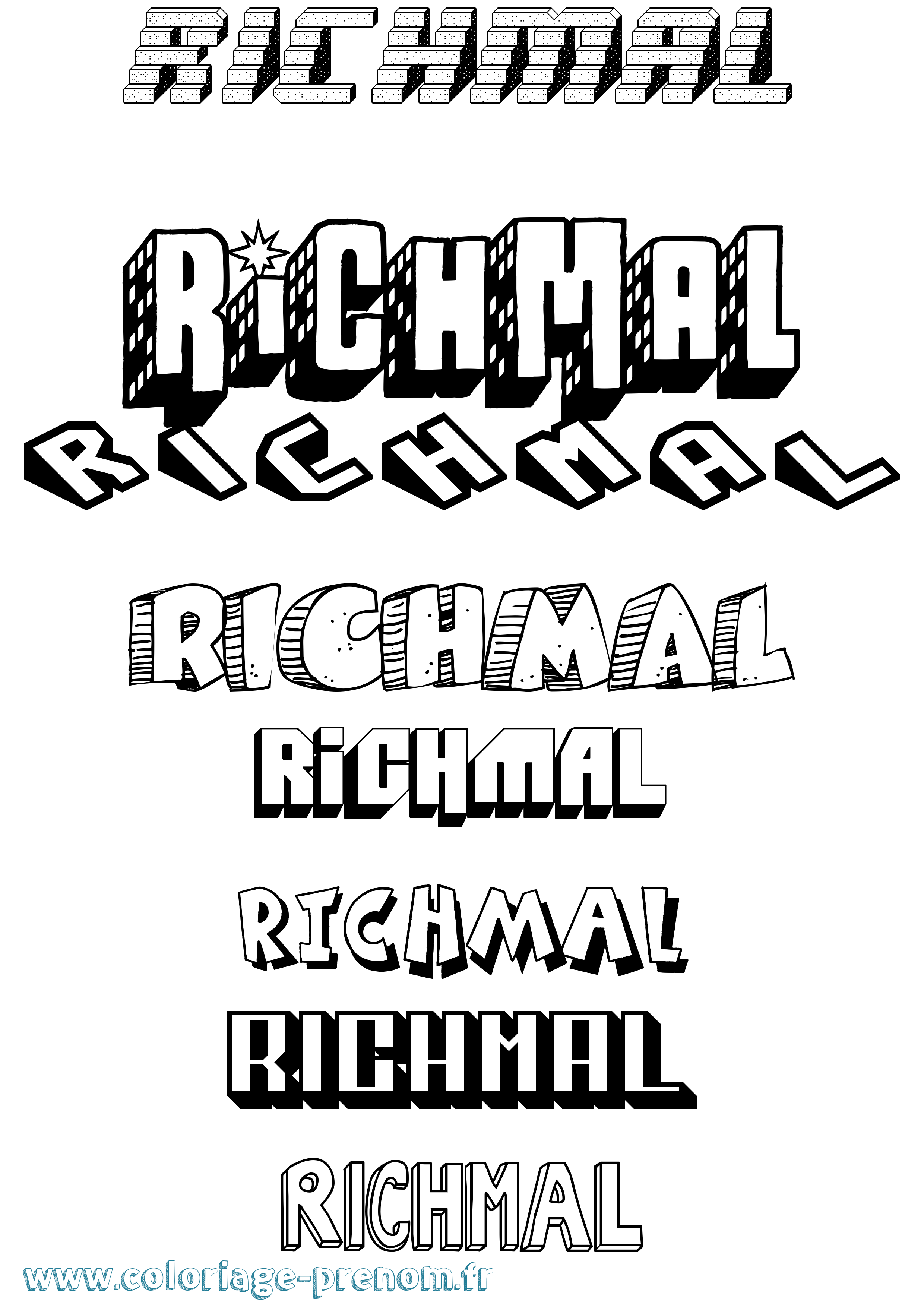 Coloriage Richmal Effet 3D Coloriage prénom Richmal Effet 3D