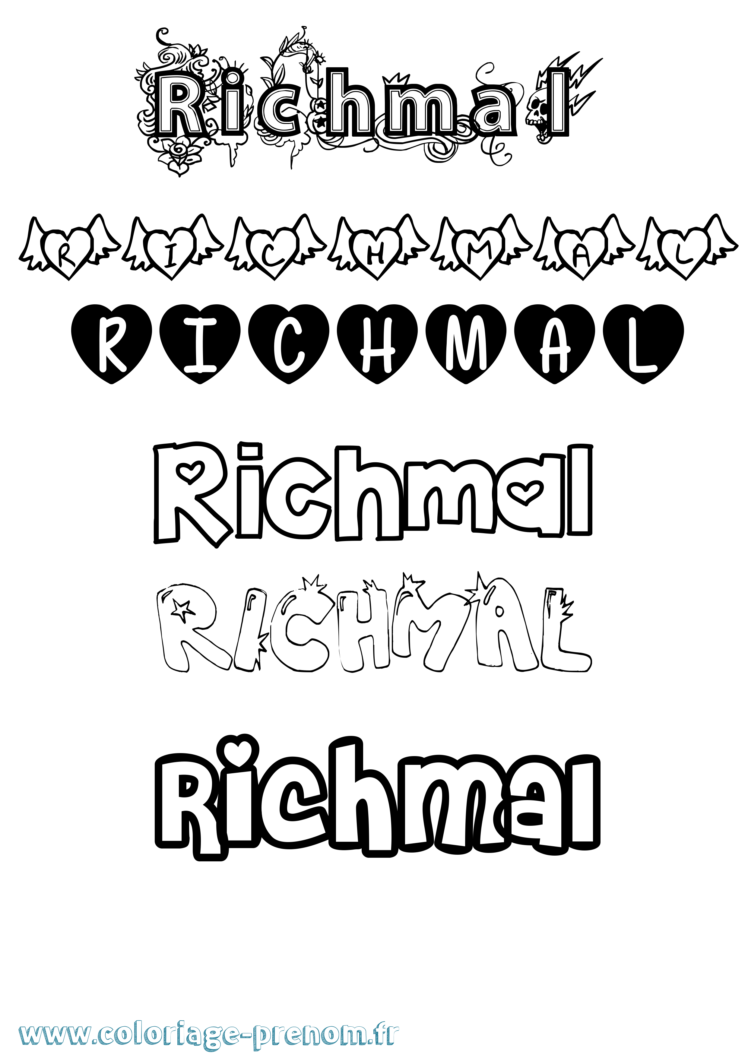 Coloriage Richmal Girly Coloriage prénom Richmal Girly