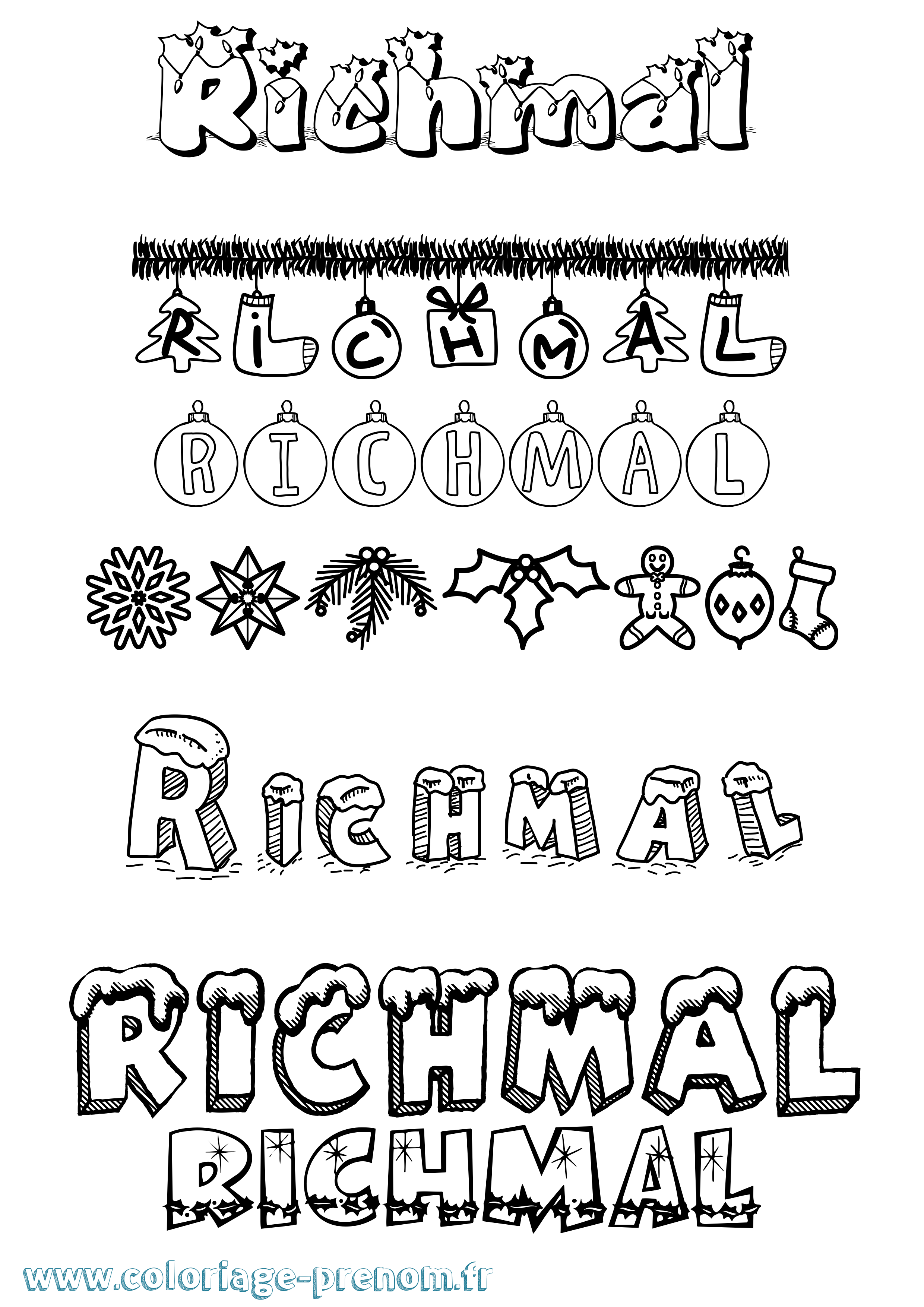 Coloriage Richmal Noël Coloriage prénom Richmal Noël