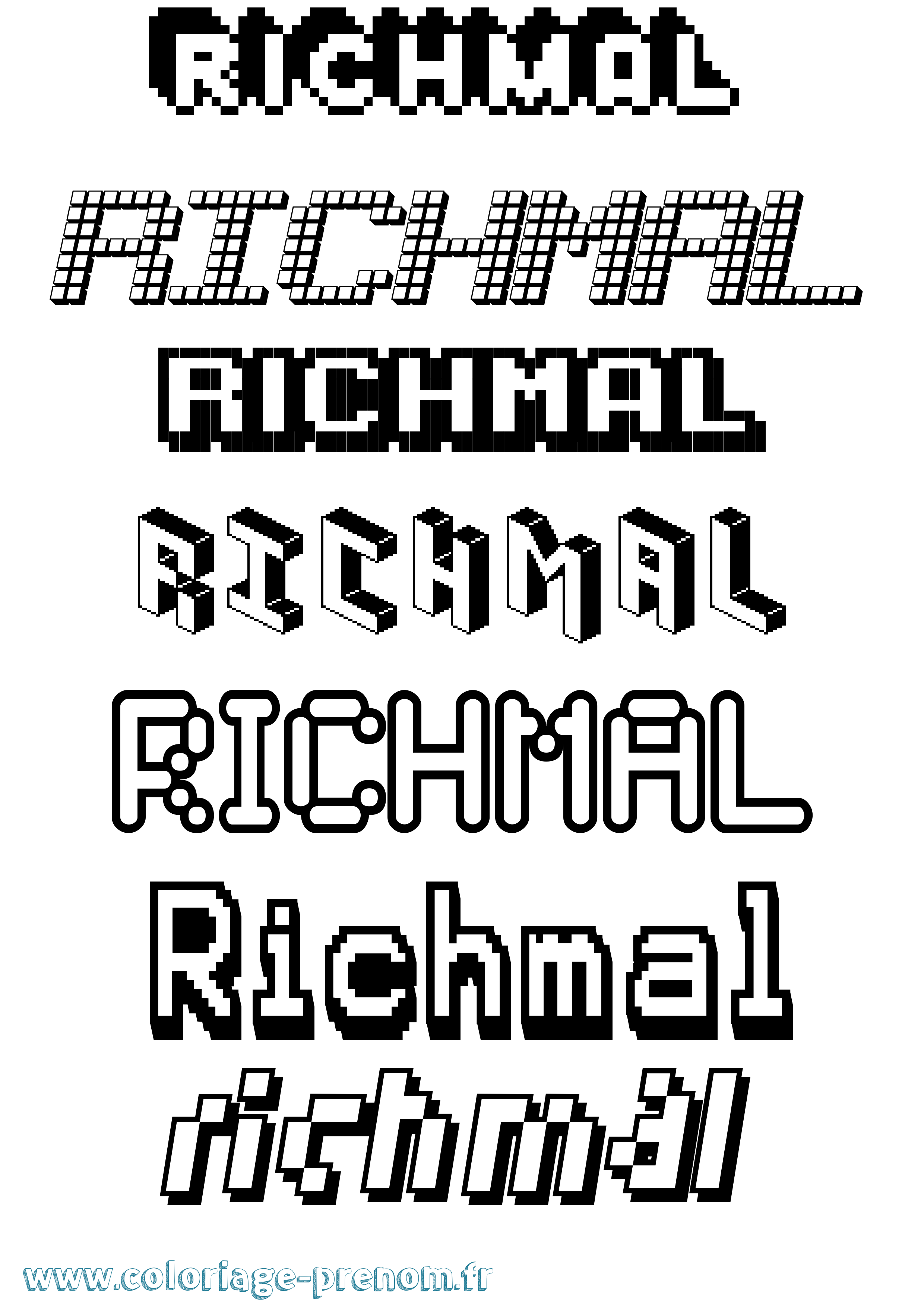 Coloriage Richmal Pixel Coloriage prénom Richmal Pixel