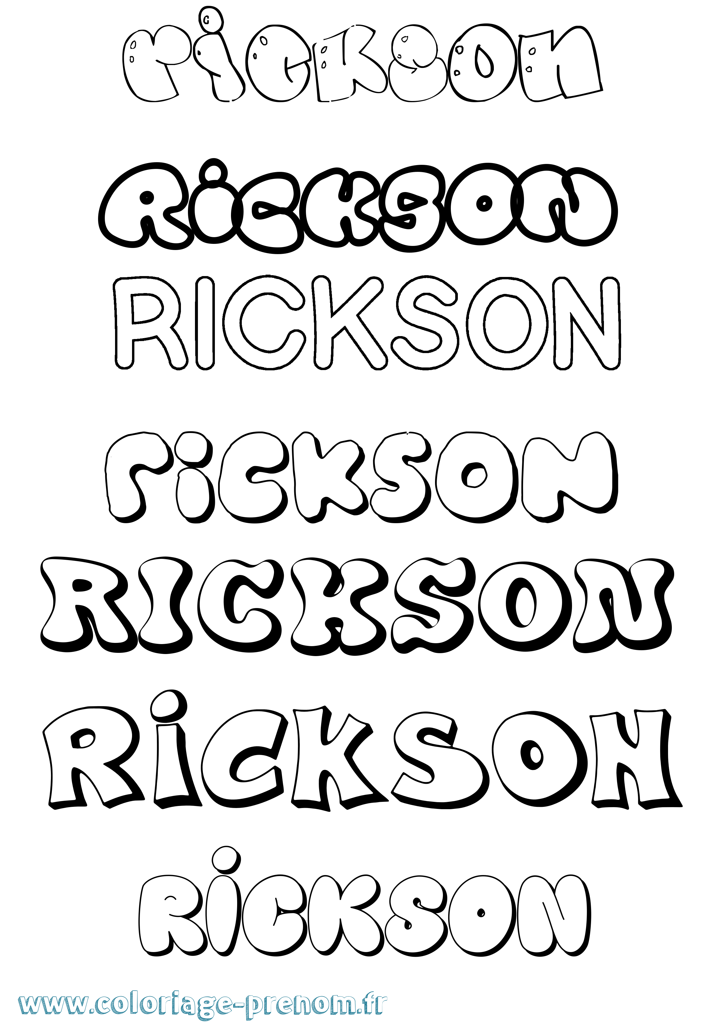 Coloriage Rickson Bubble Coloriage prénom Rickson Bubble