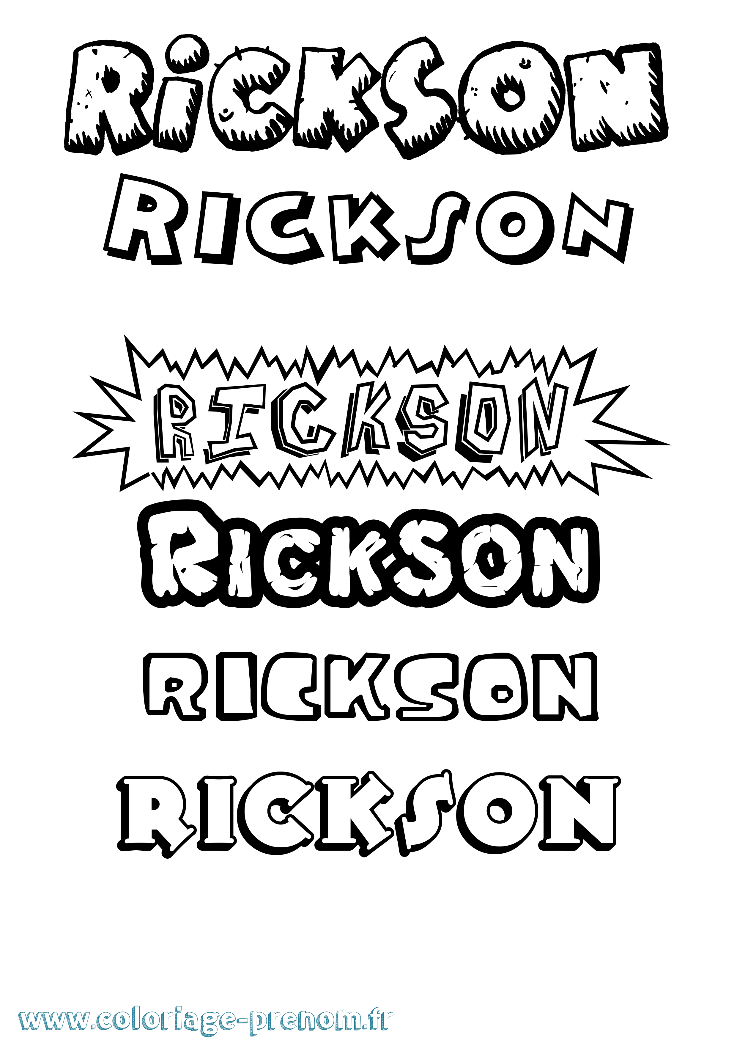 Coloriage Rickson Dessin Animé Coloriage prénom Rickson Dessin Animé