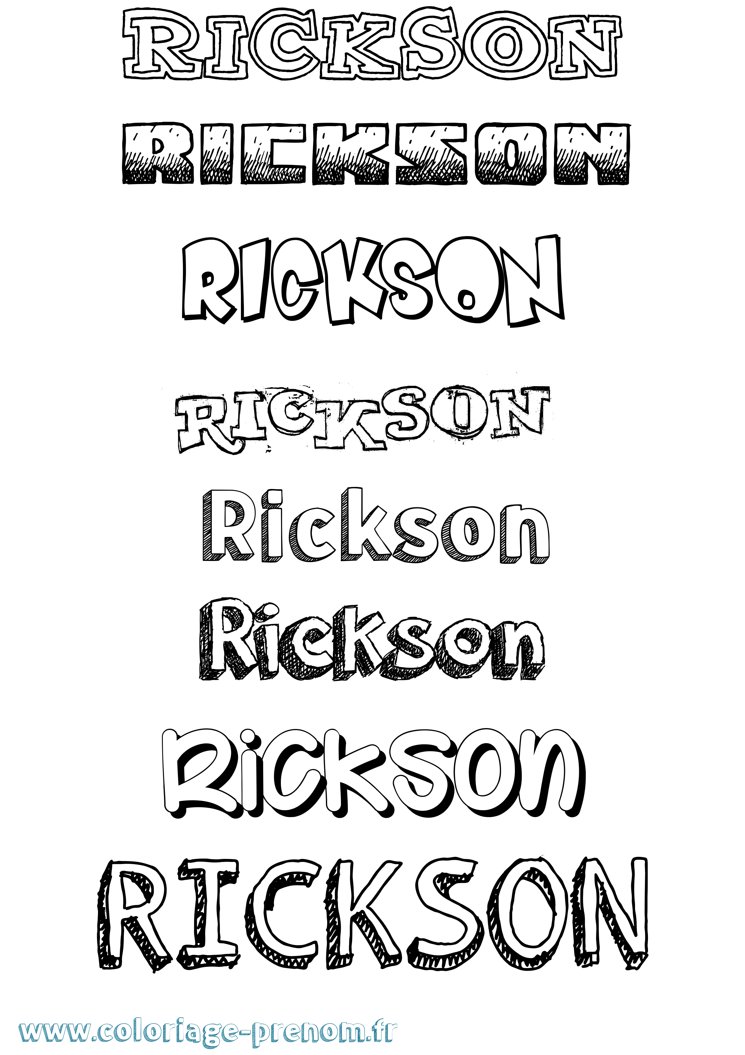 Coloriage Rickson Dessiné Coloriage prénom Rickson Dessiné
