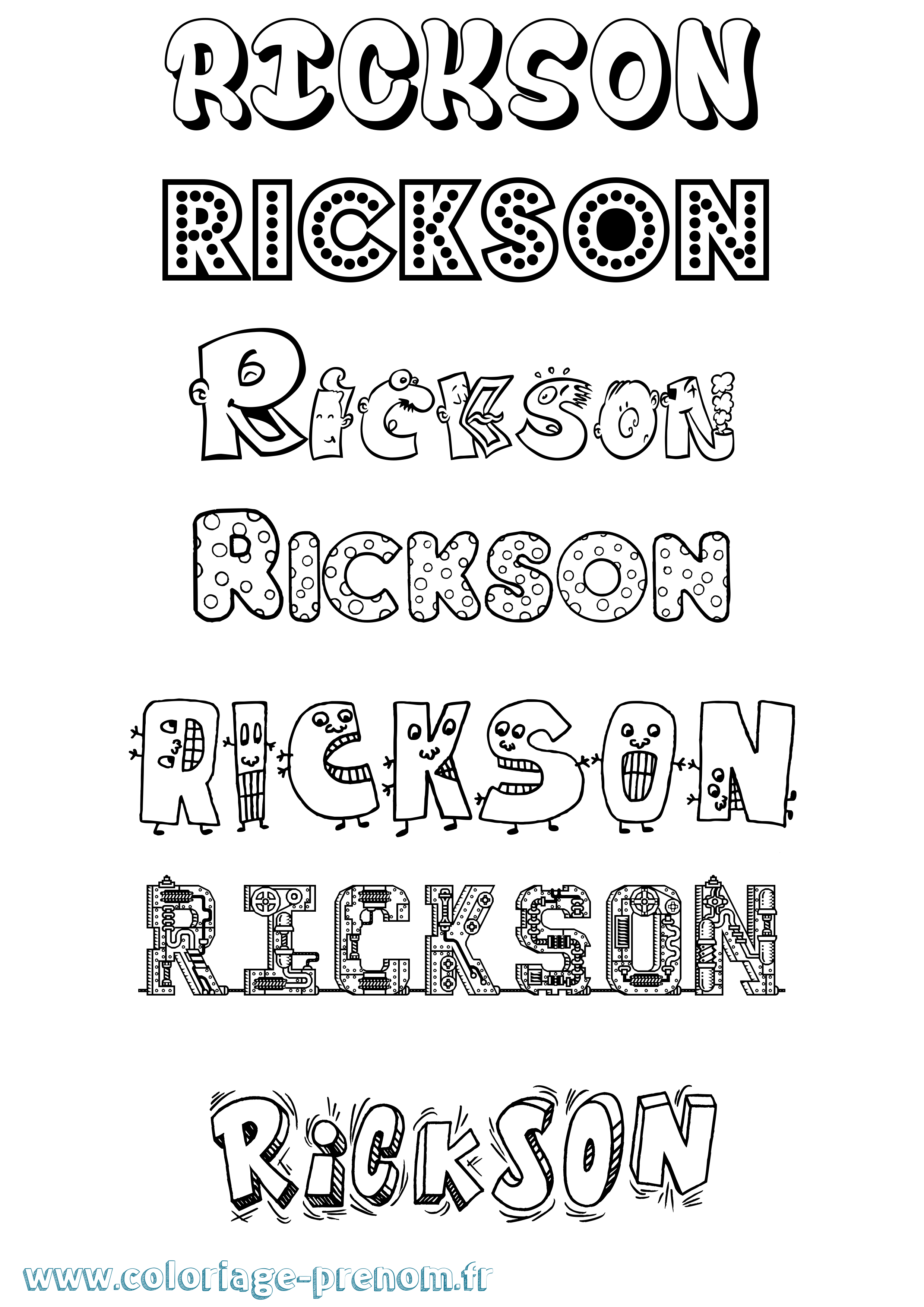 Coloriage Rickson Fun Coloriage prénom Rickson Fun