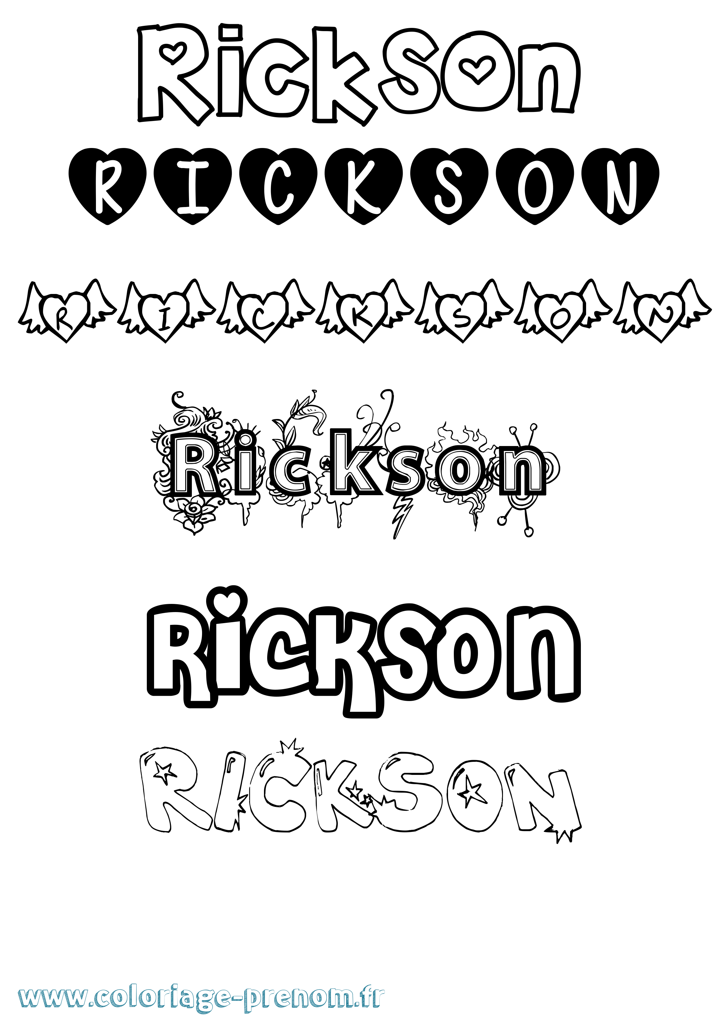Coloriage Rickson Girly Coloriage prénom Rickson Girly