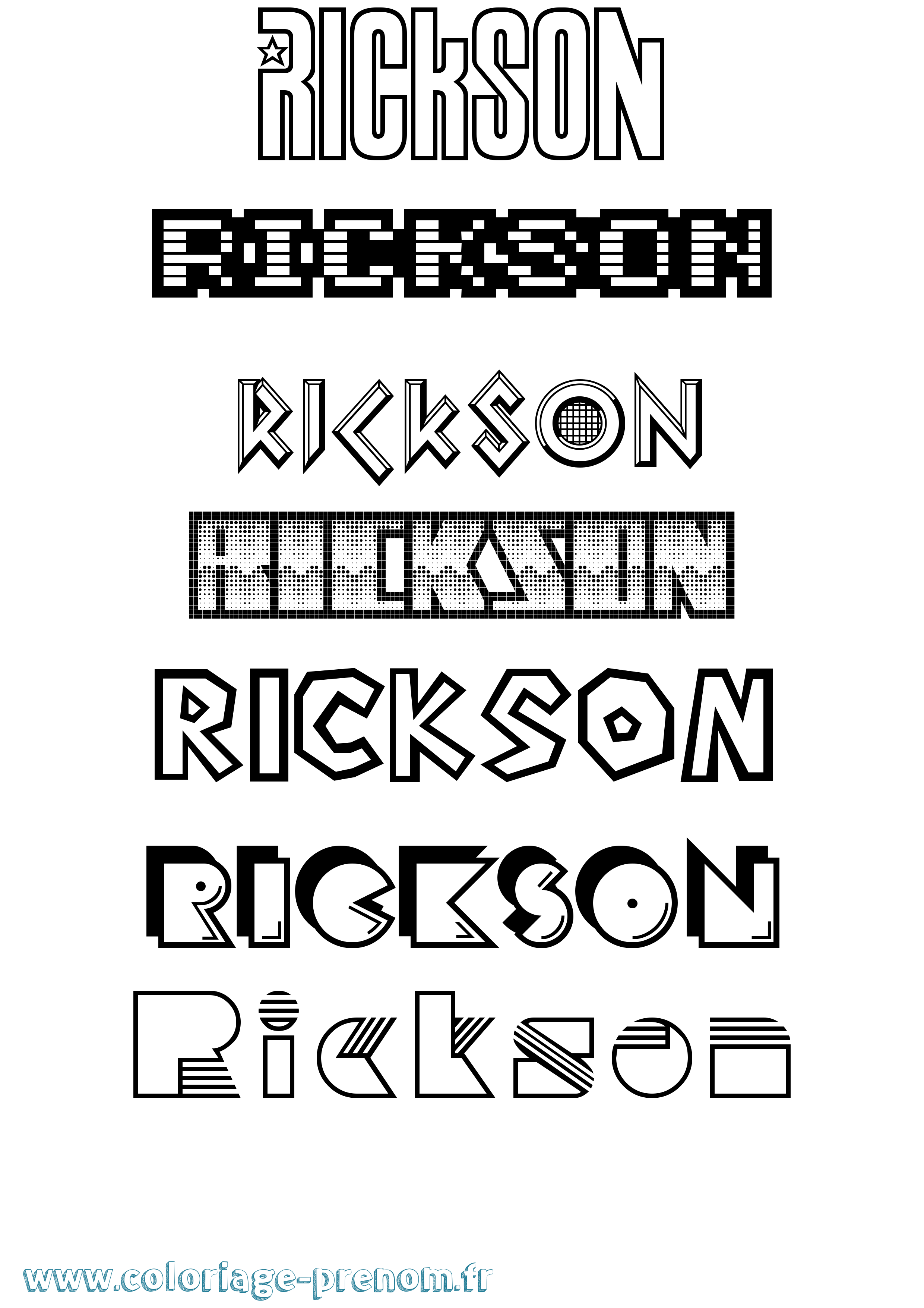 Coloriage Rickson Jeux Vidéos Coloriage prénom Rickson Jeux Vidéos
