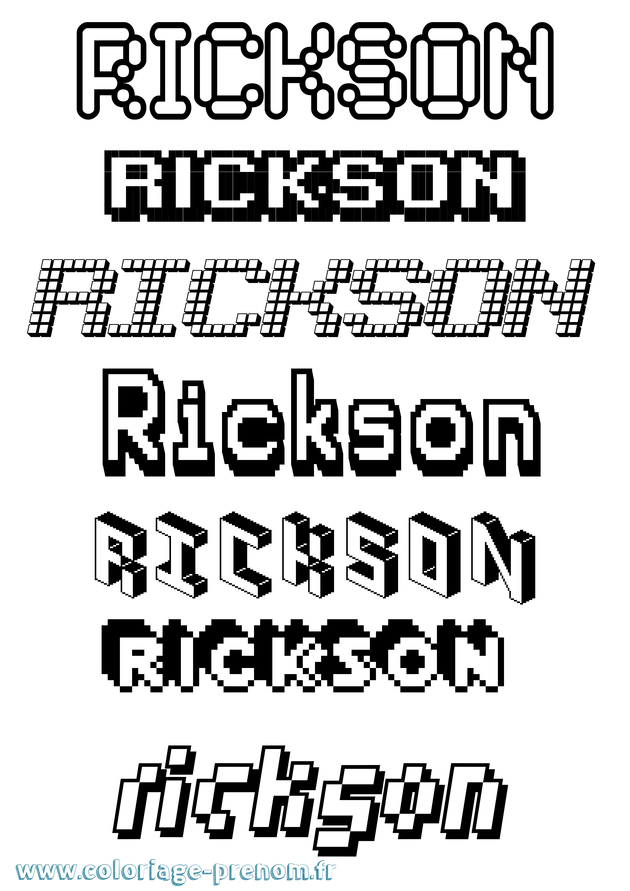 Coloriage Rickson Pixel Coloriage prénom Rickson Pixel