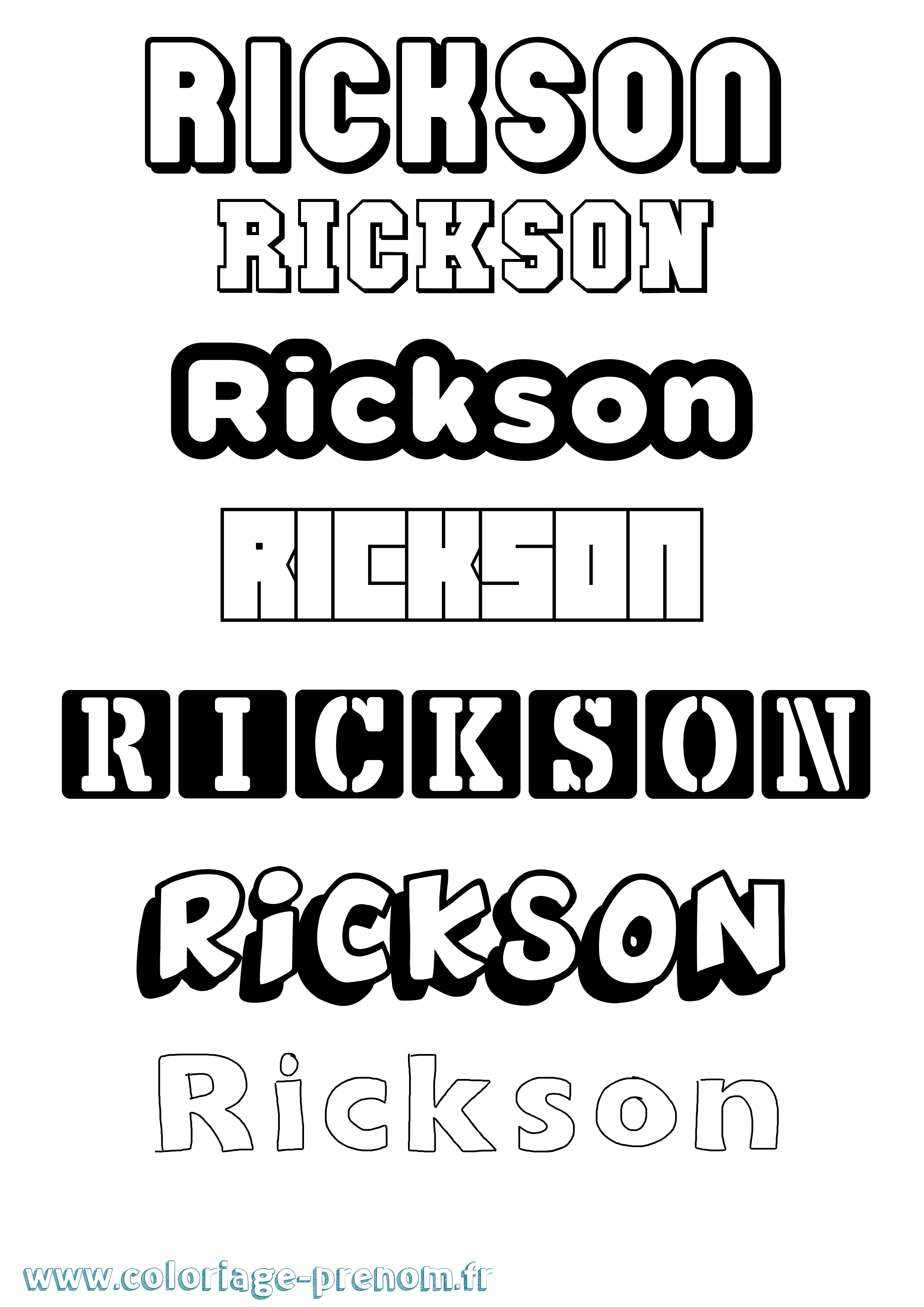 Coloriage Rickson Simple Coloriage prénom Rickson Simple