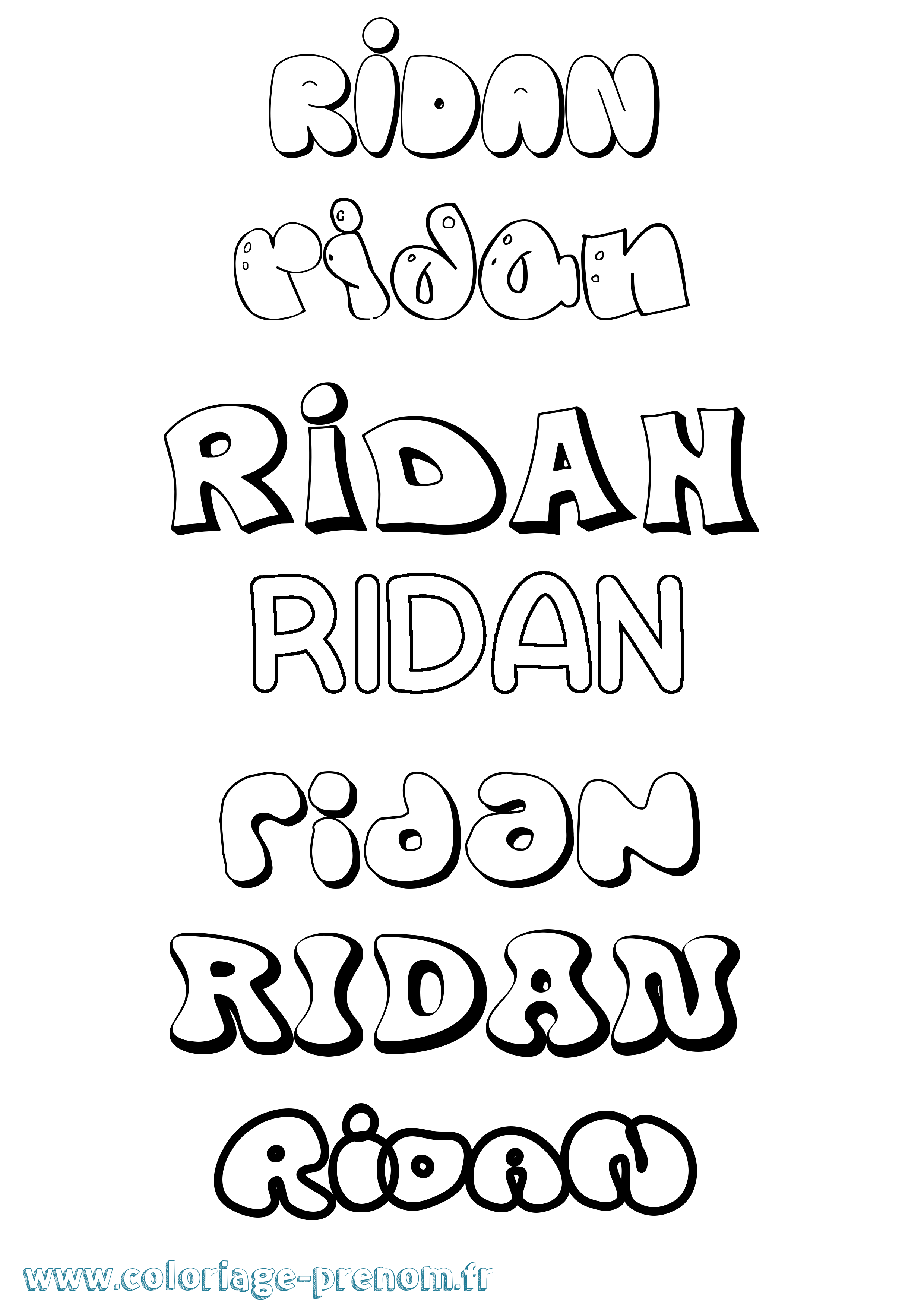Coloriage Ridan Bubble Coloriage prénom Ridan Bubble