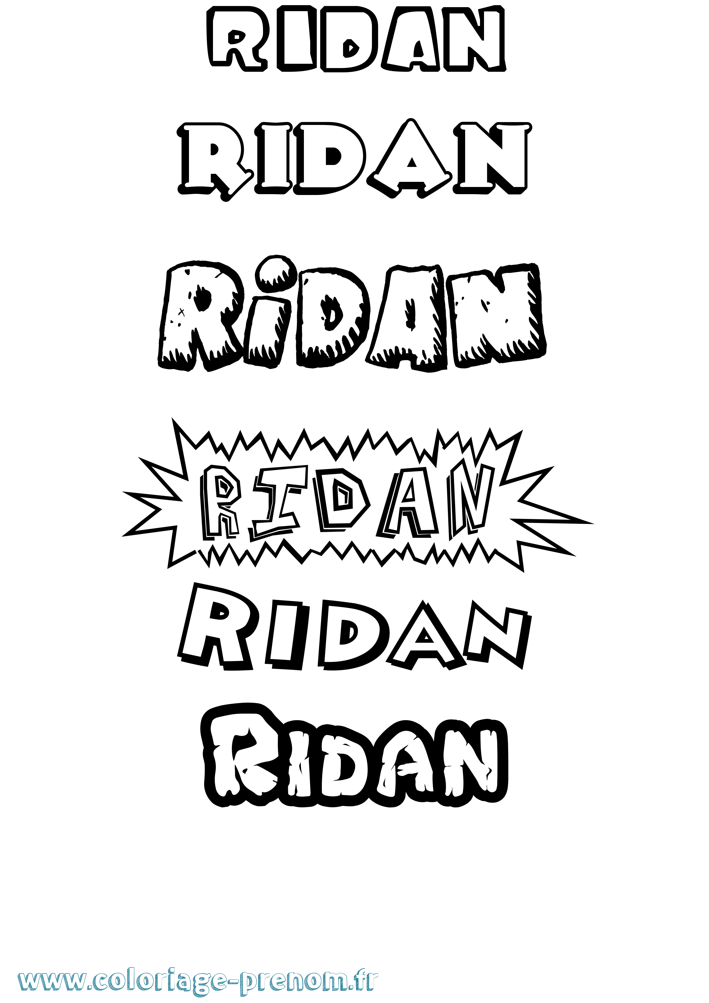 Coloriage Ridan Dessin Animé Coloriage prénom Ridan Dessin Animé