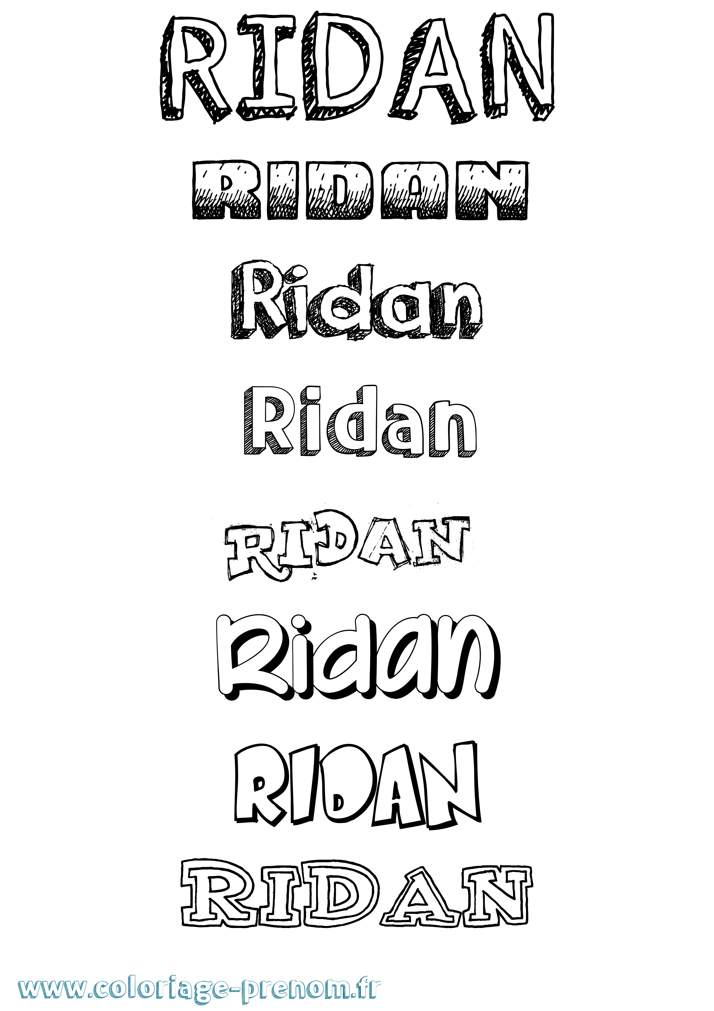 Coloriage Ridan Dessiné Coloriage prénom Ridan Dessiné