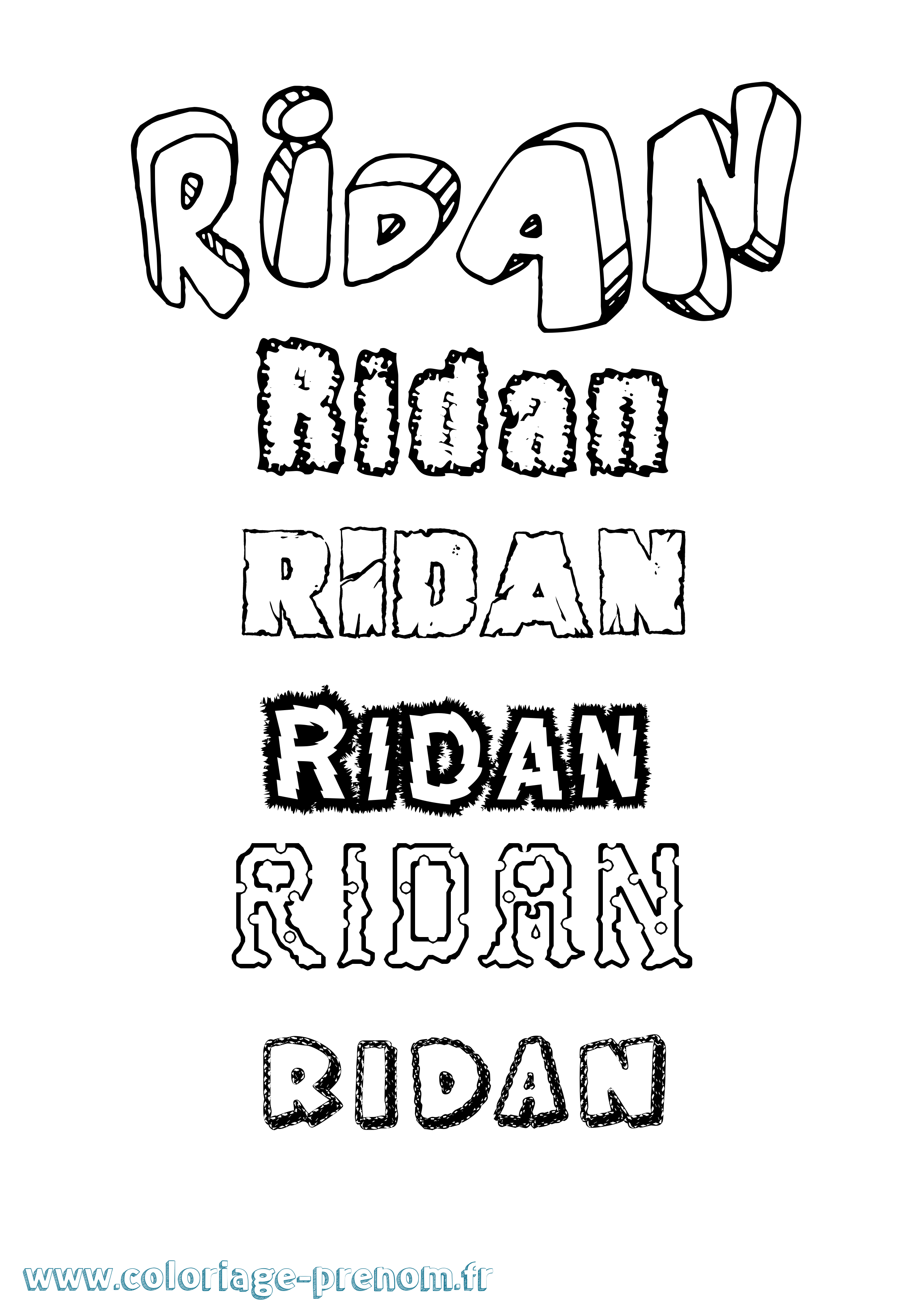 Coloriage Ridan Destructuré Coloriage prénom Ridan Destructuré