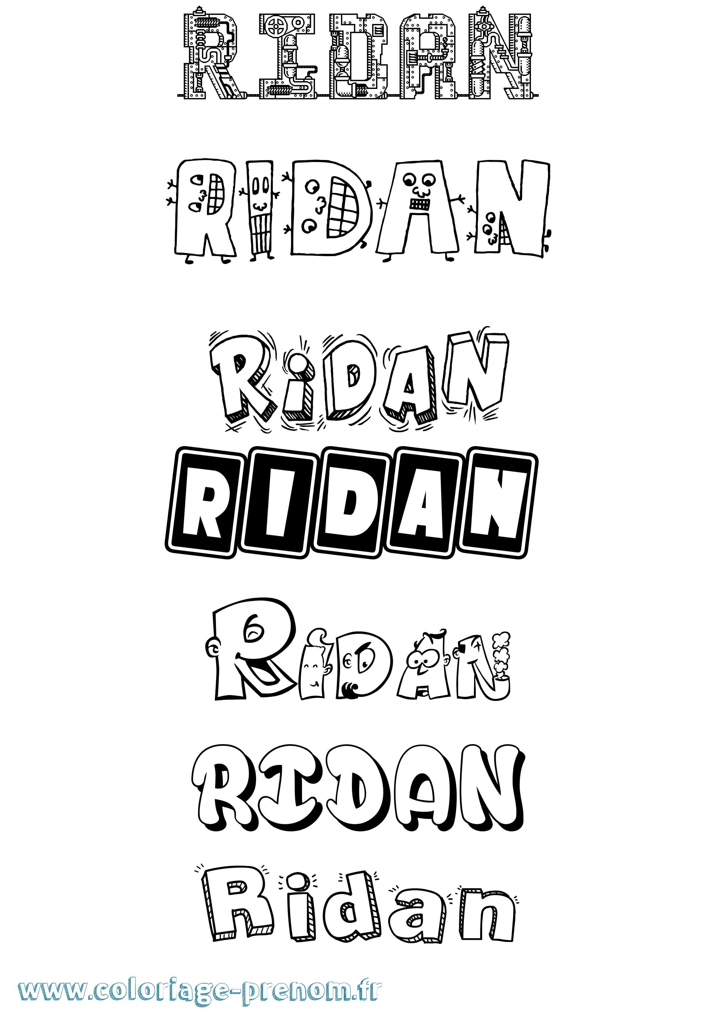 Coloriage Ridan Fun Coloriage prénom Ridan Fun