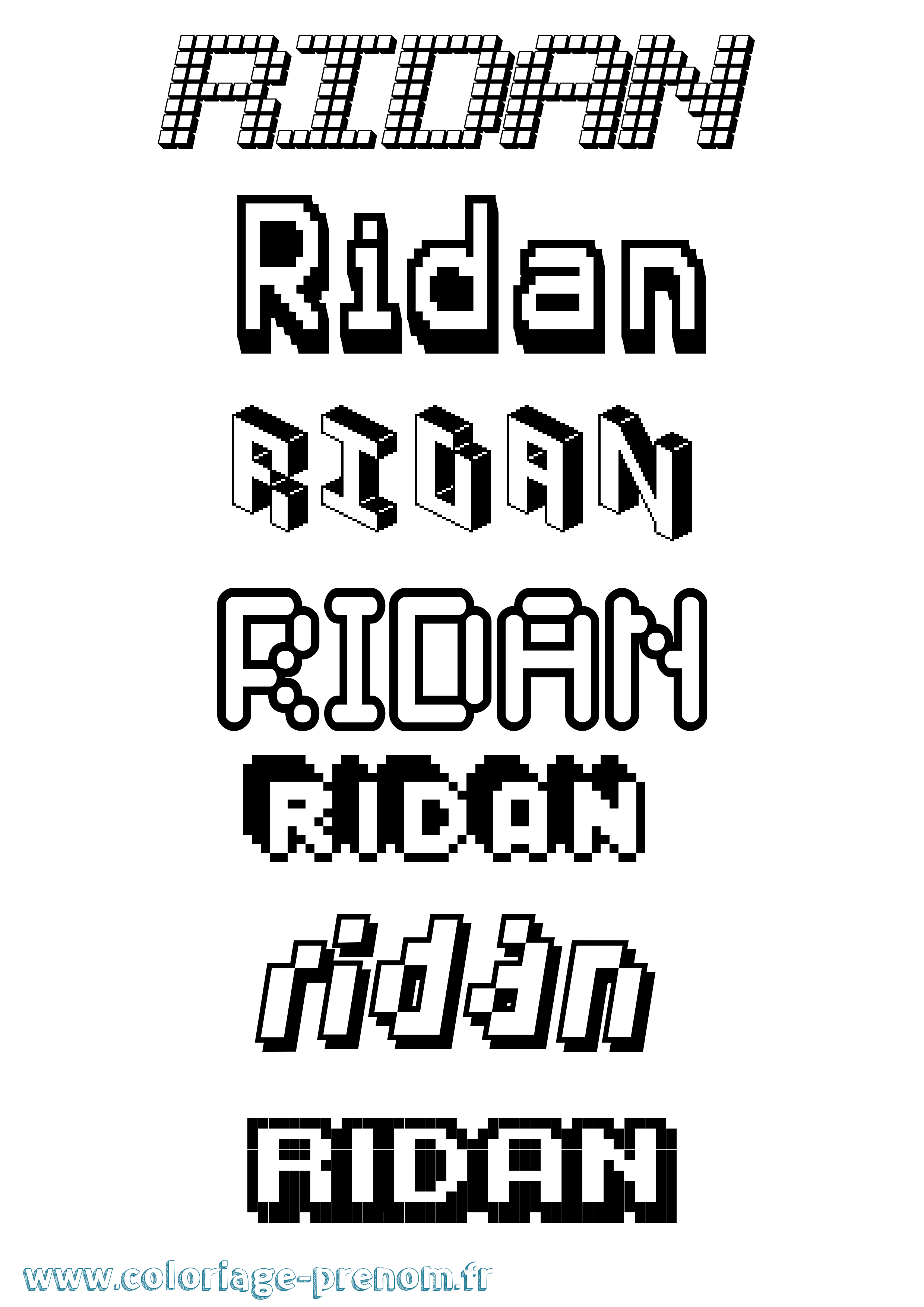 Coloriage Ridan Pixel Coloriage prénom Ridan Pixel