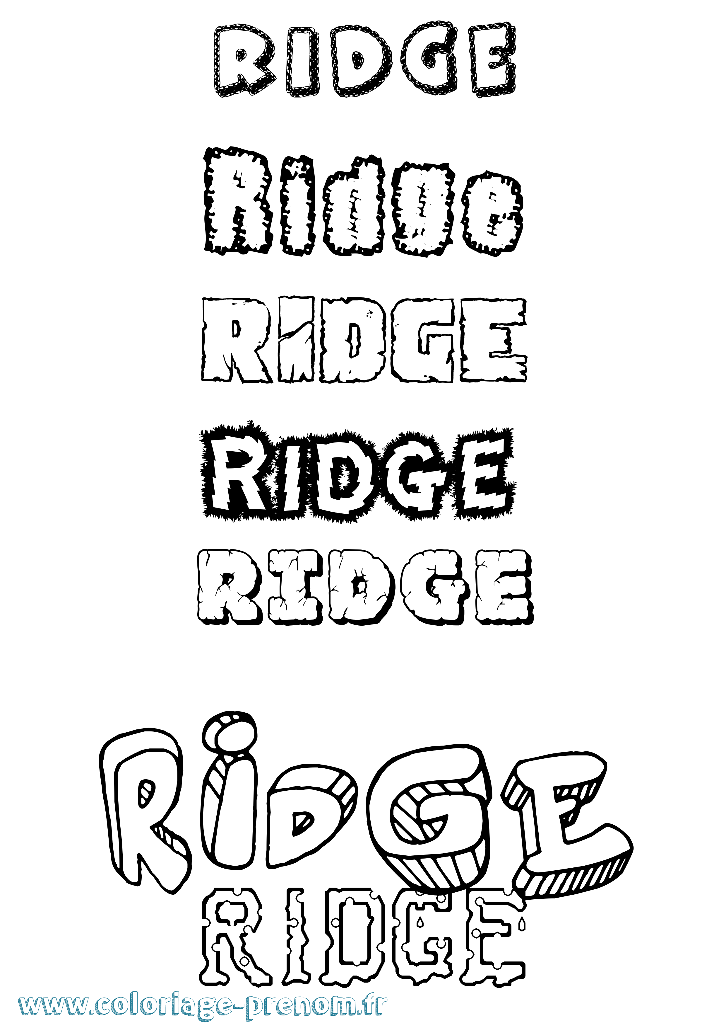Coloriage Ridge Destructuré Coloriage prénom Ridge Destructuré