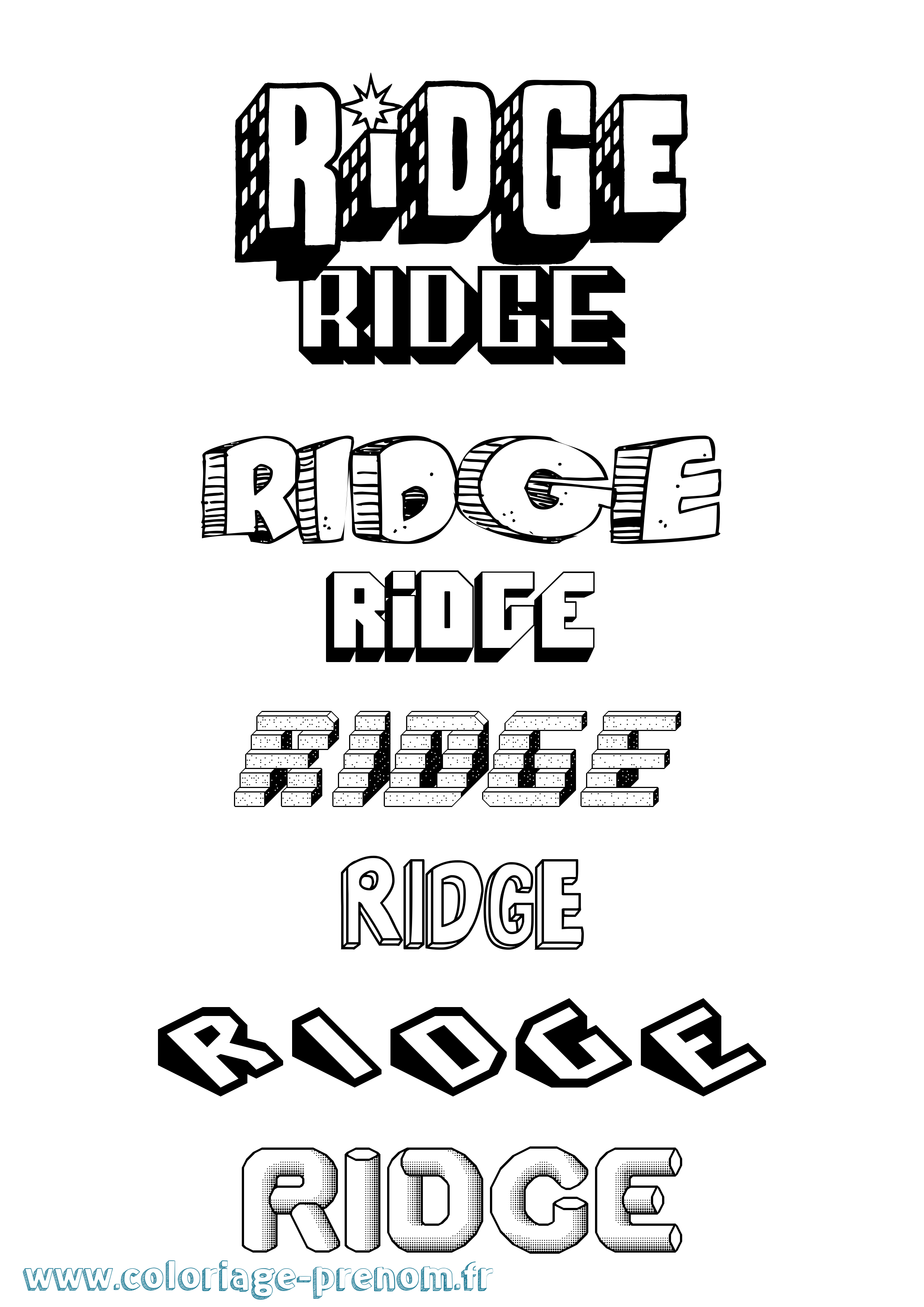 Coloriage Ridge Effet 3D Coloriage prénom Ridge Effet 3D
