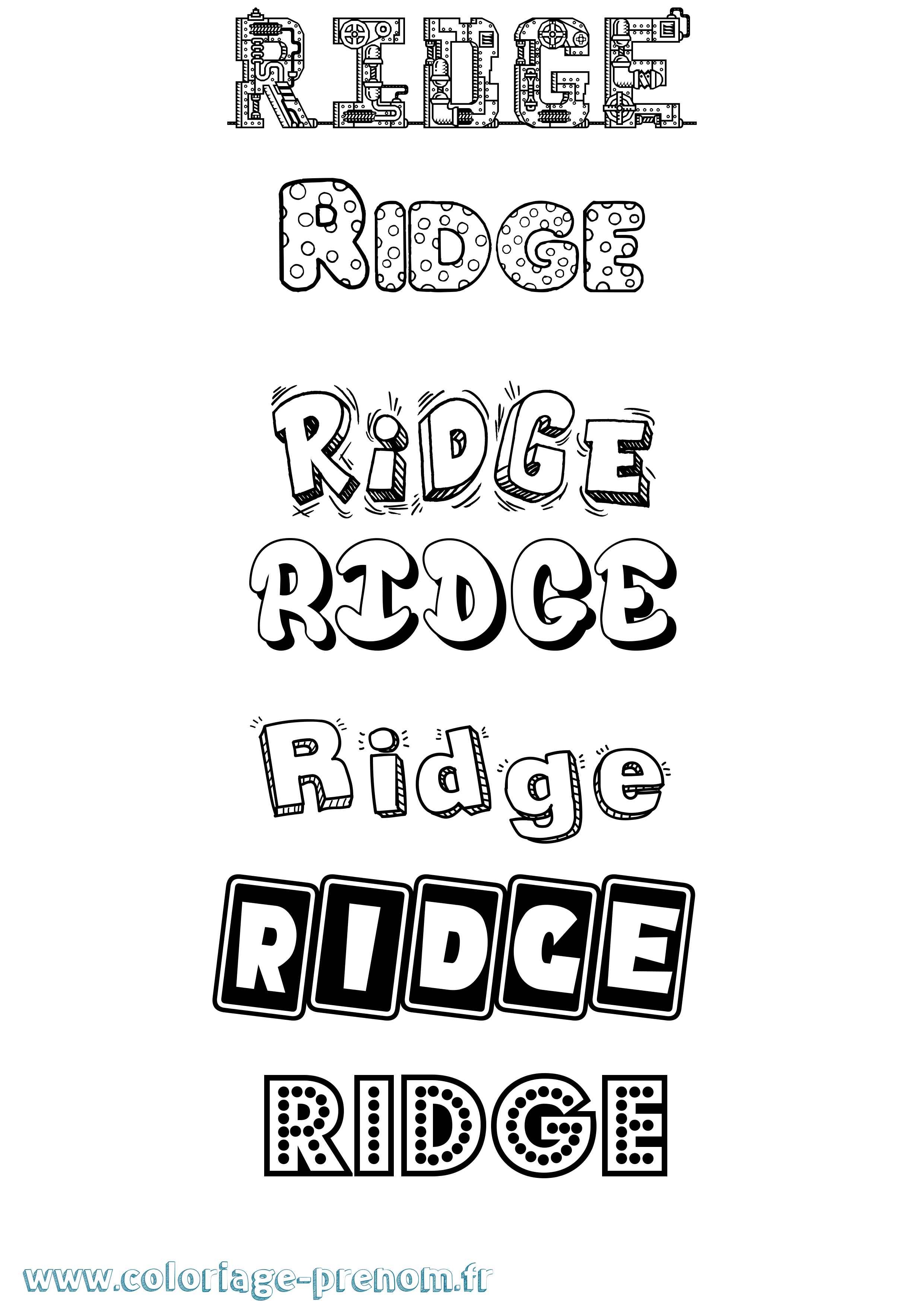 Coloriage Ridge Fun Coloriage prénom Ridge Fun