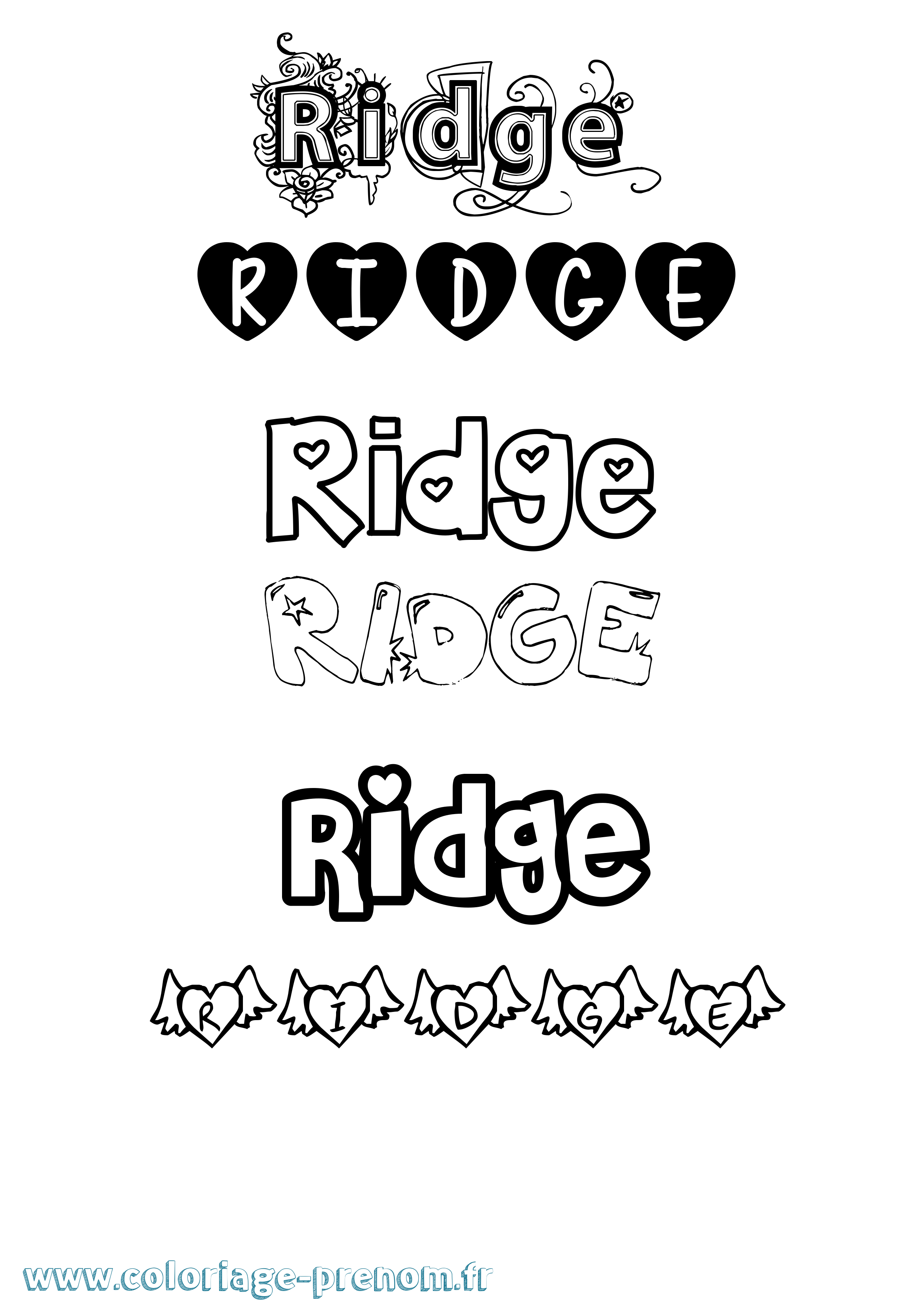 Coloriage Ridge Girly Coloriage prénom Ridge Girly