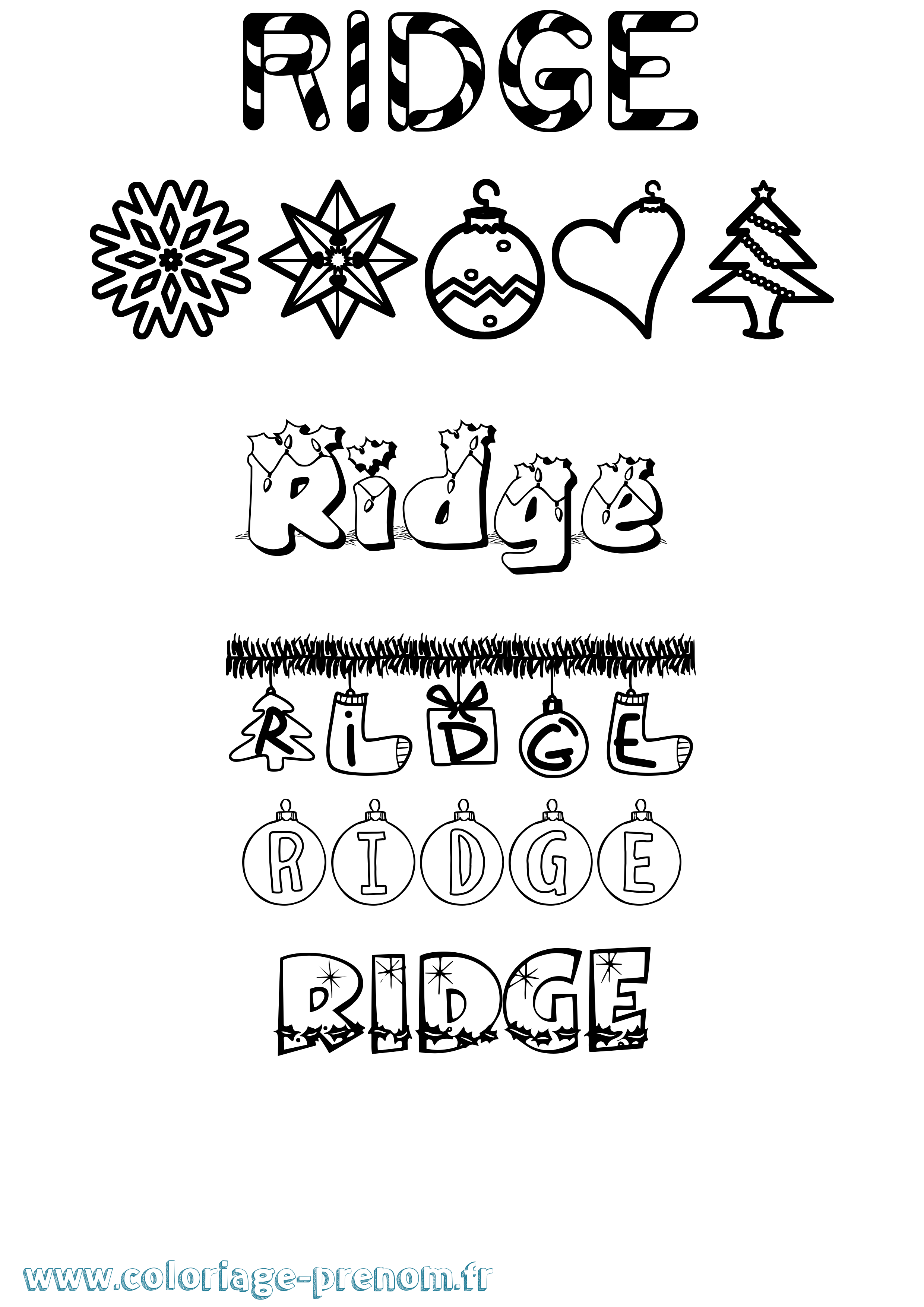 Coloriage Ridge Noël Coloriage prénom Ridge Noël