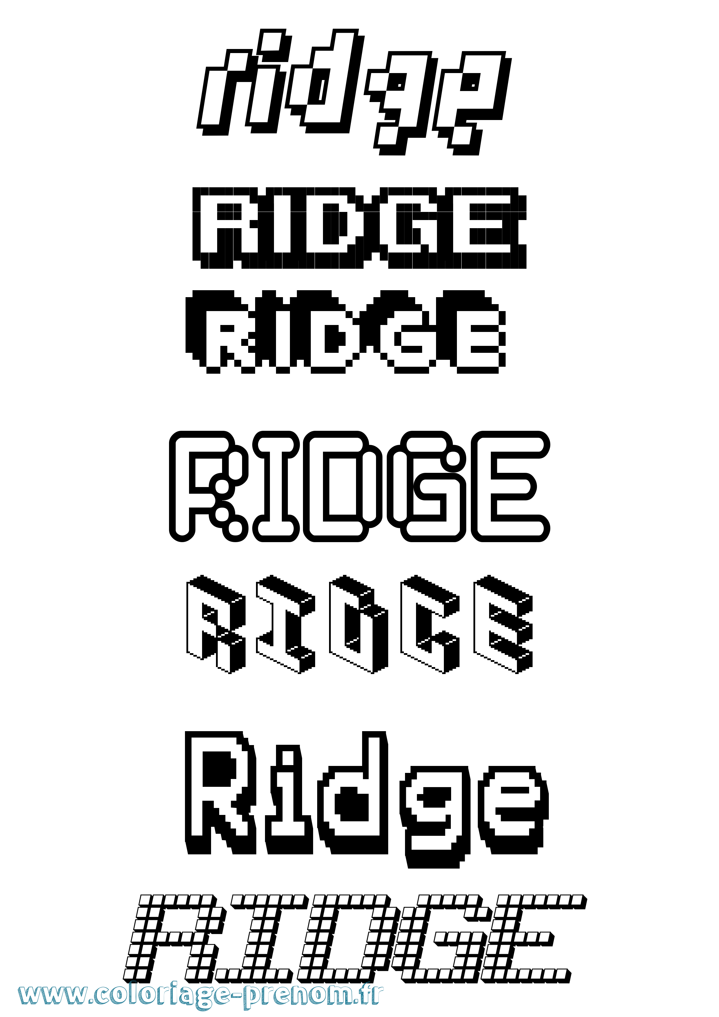 Coloriage Ridge Pixel Coloriage prénom Ridge Pixel
