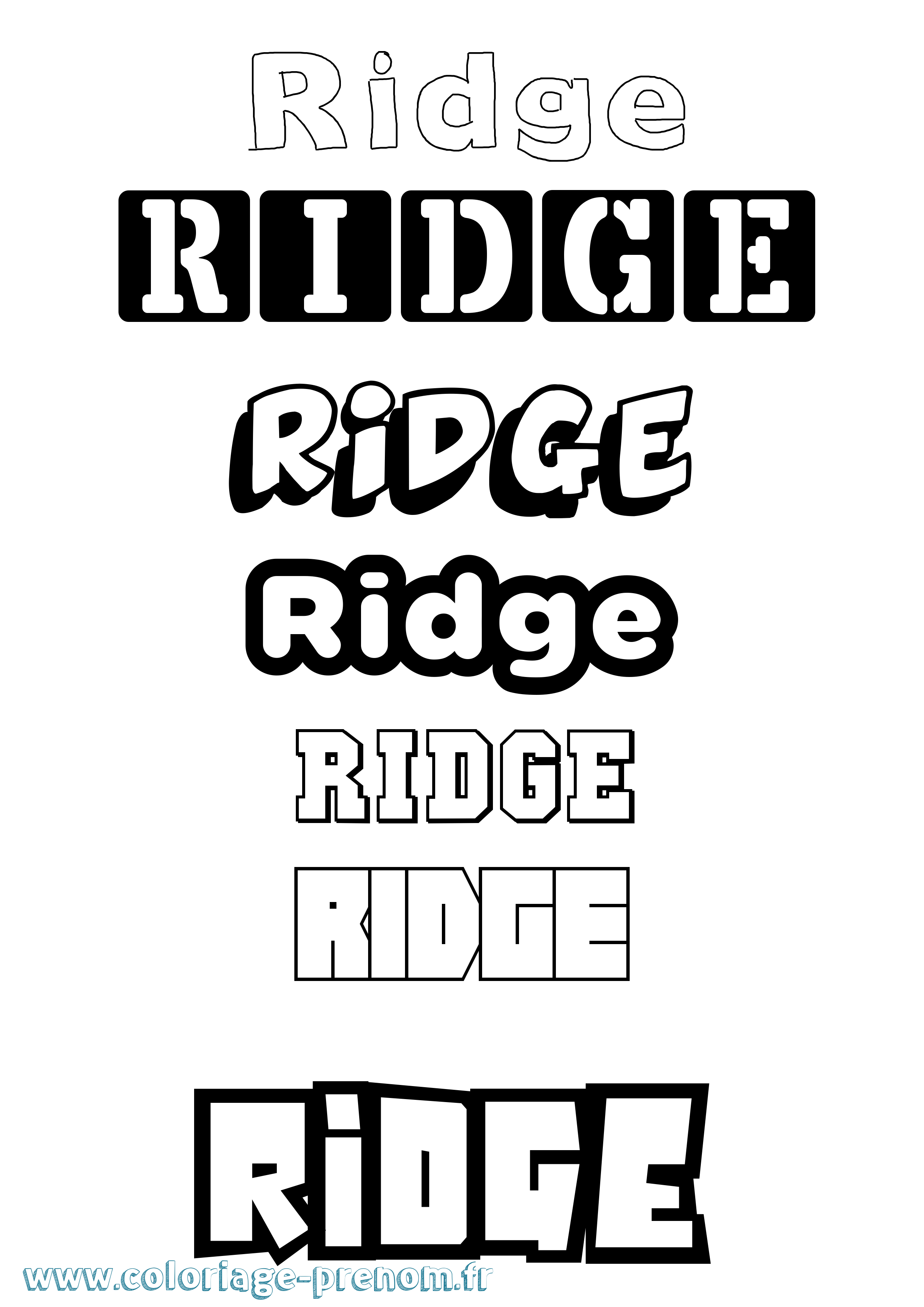 Coloriage Ridge Simple Coloriage prénom Ridge Simple
