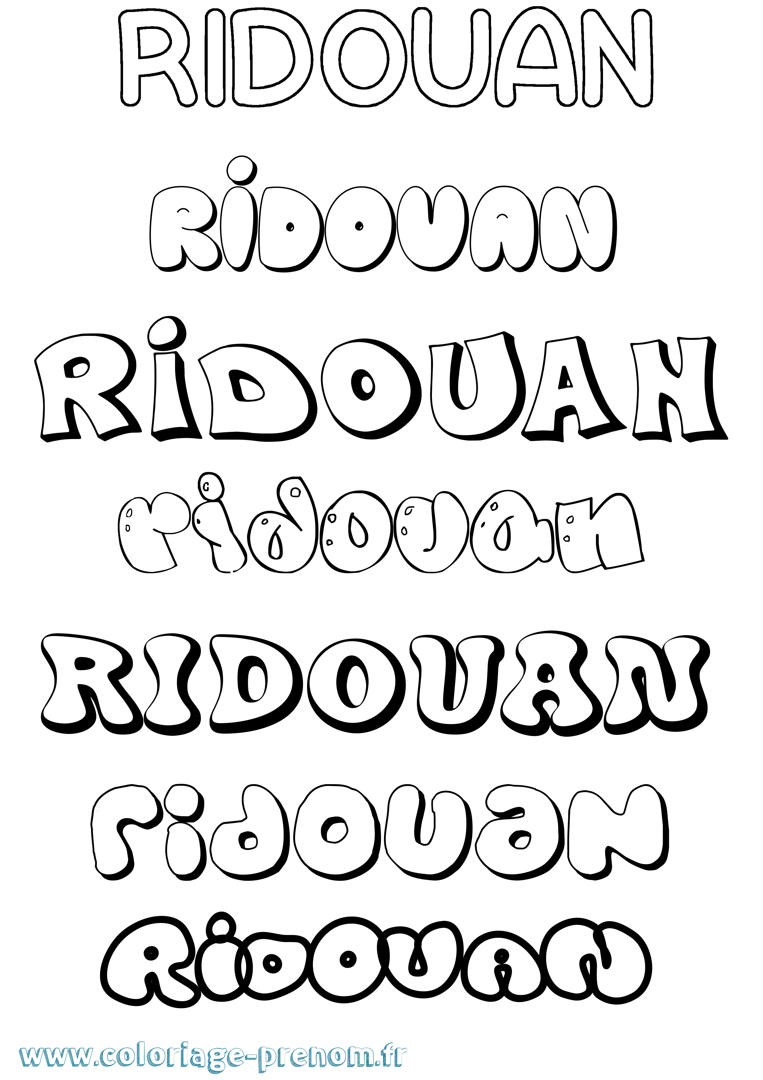 Coloriage Ridouan Bubble Coloriage prénom Ridouan Bubble