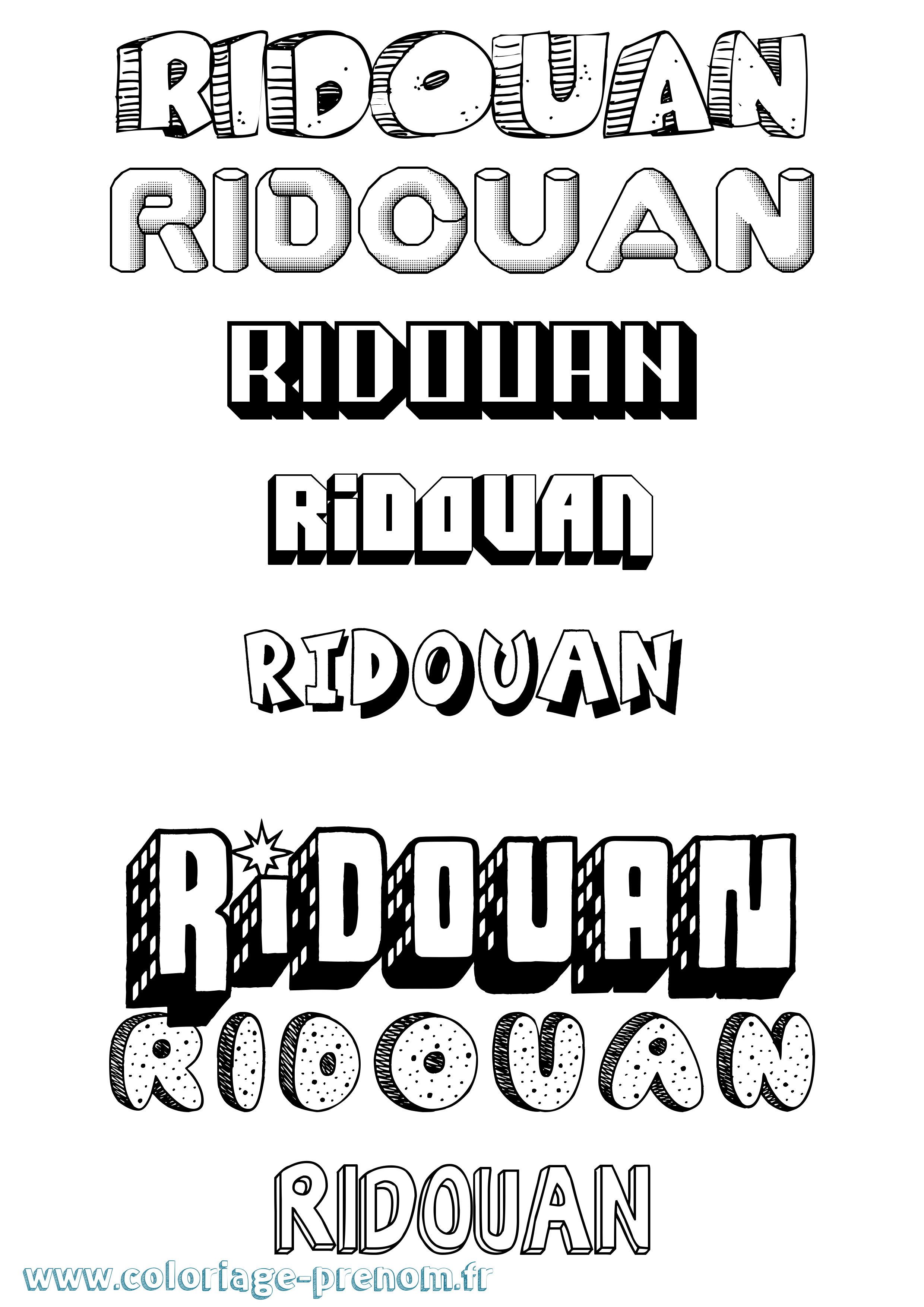 Coloriage Ridouan Effet 3D Coloriage prénom Ridouan Effet 3D