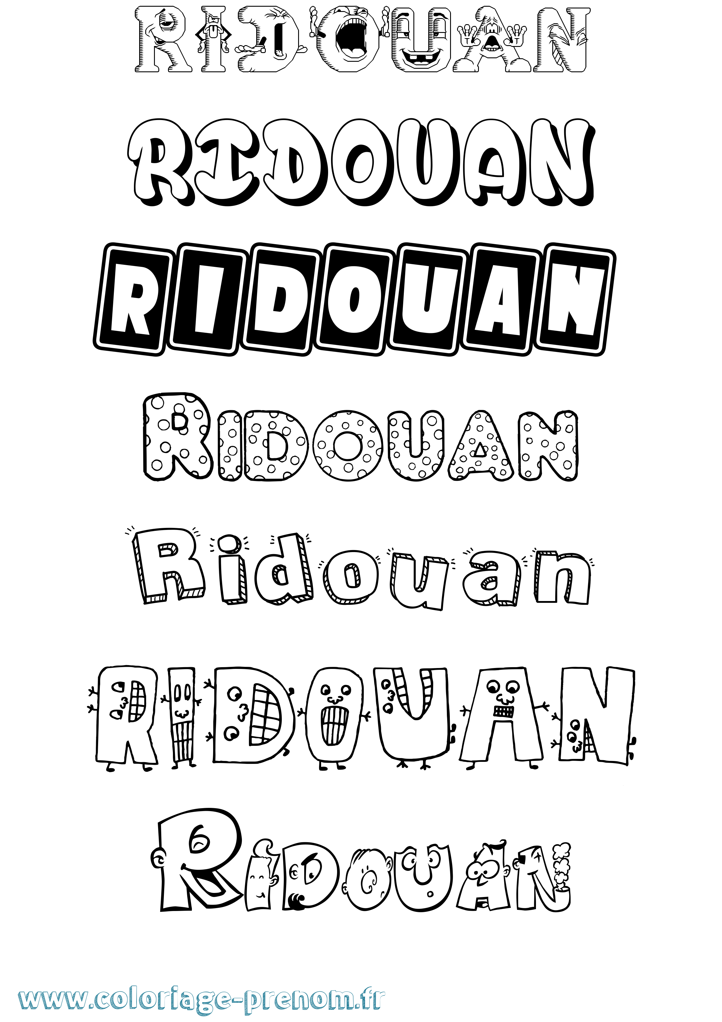 Coloriage Ridouan Fun Coloriage prénom Ridouan Fun