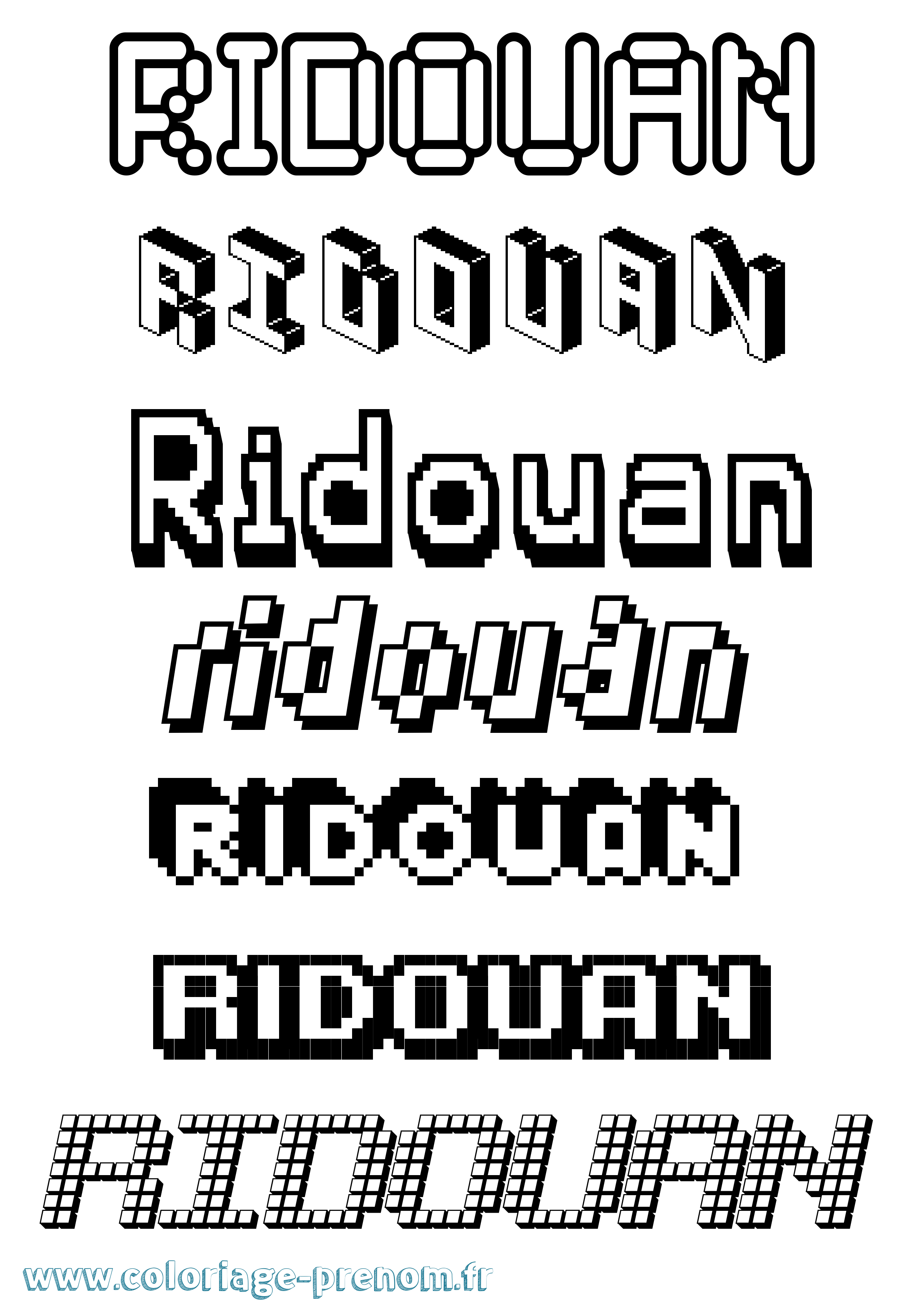 Coloriage Ridouan Pixel Coloriage prénom Ridouan Pixel