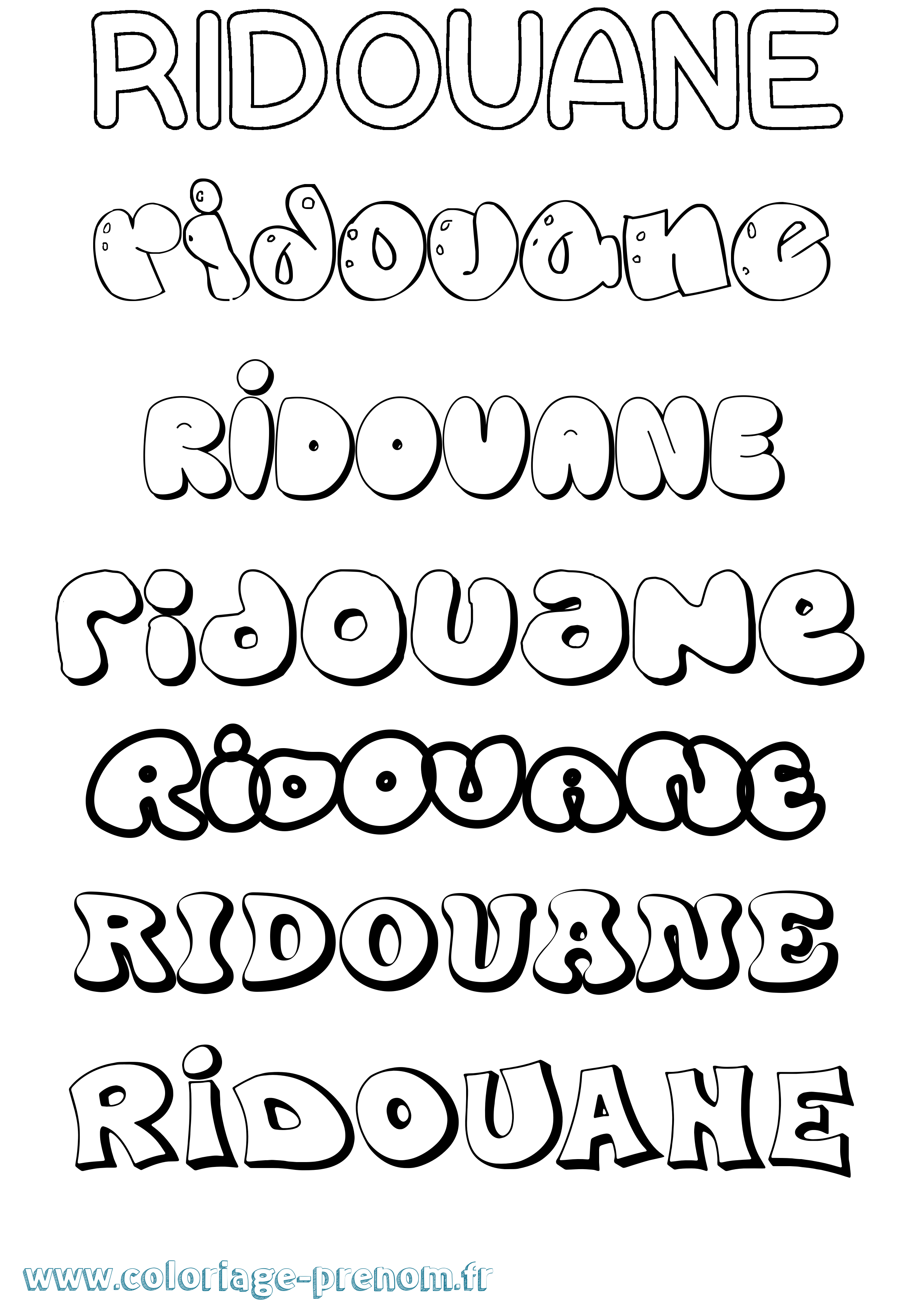 Coloriage Ridouane Bubble Coloriage prénom Ridouane Bubble